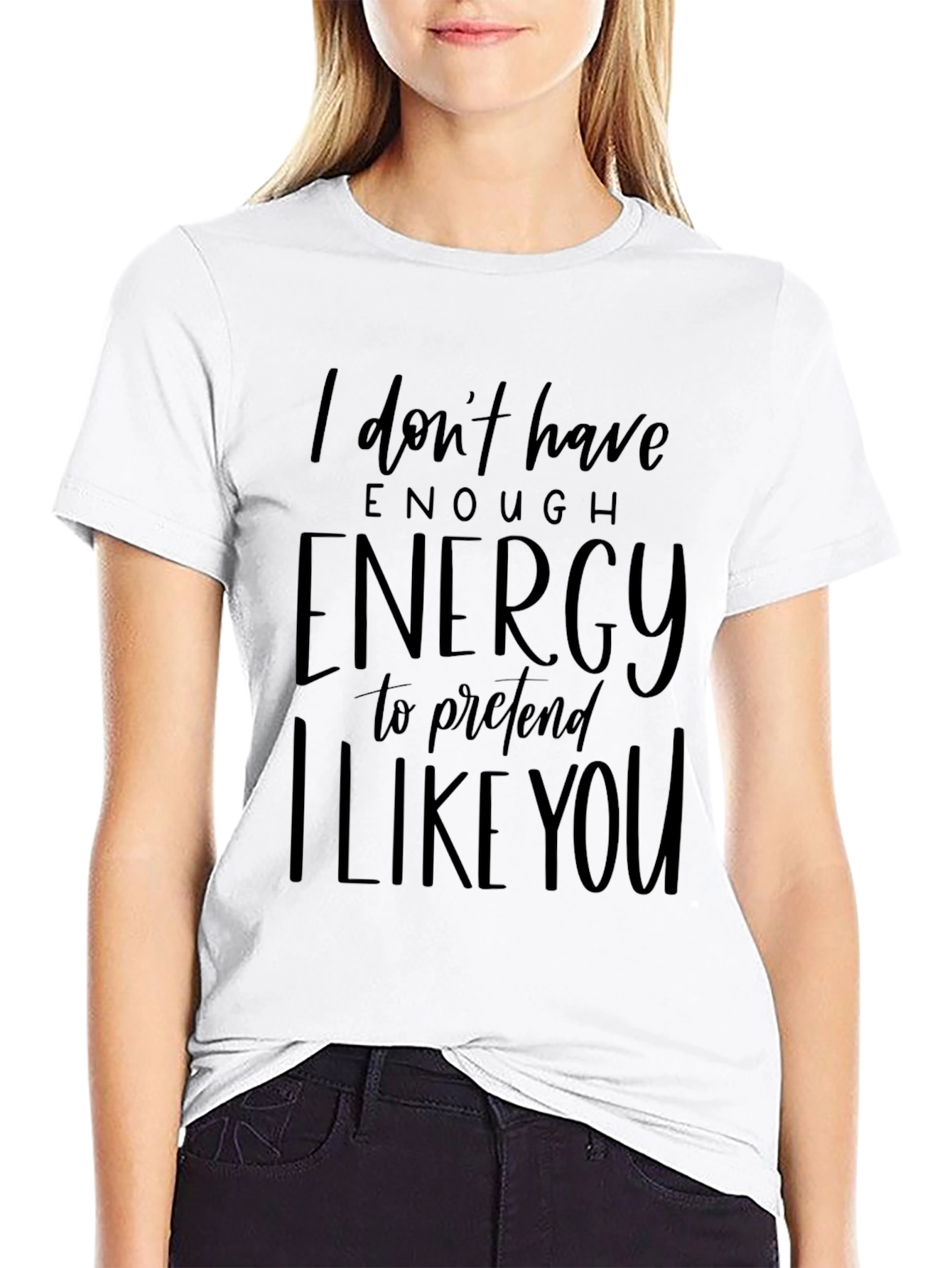 Black Humorous Graphic Tee - I Don't Have Enough Energy view 9