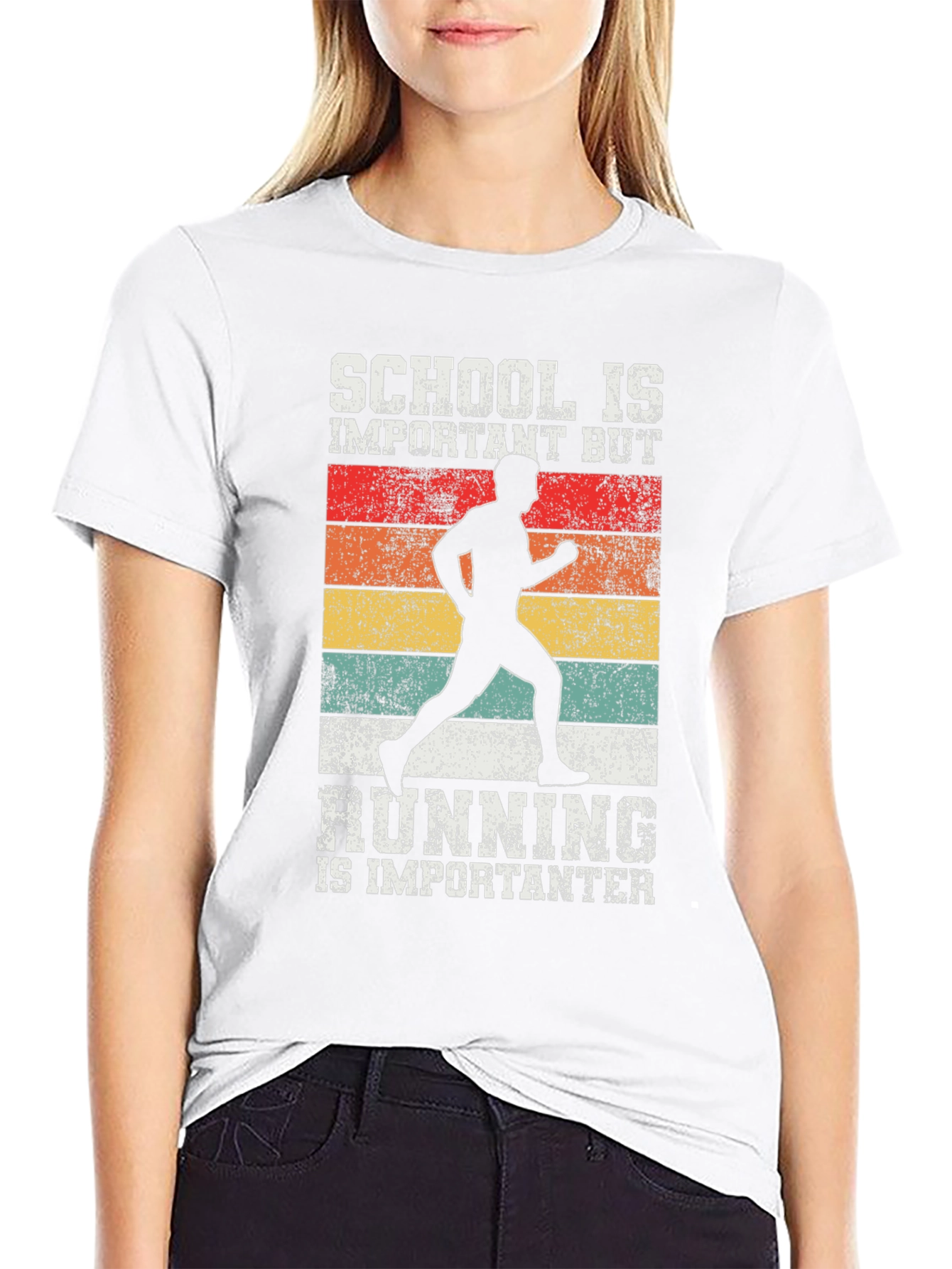 Black Funny Runner T-Shirt - School vs Running view 9