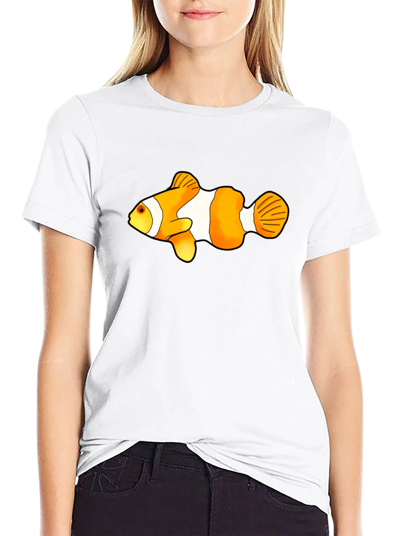 Black Clown Fish Graphic Tee - Black Cotton Blend view 9
