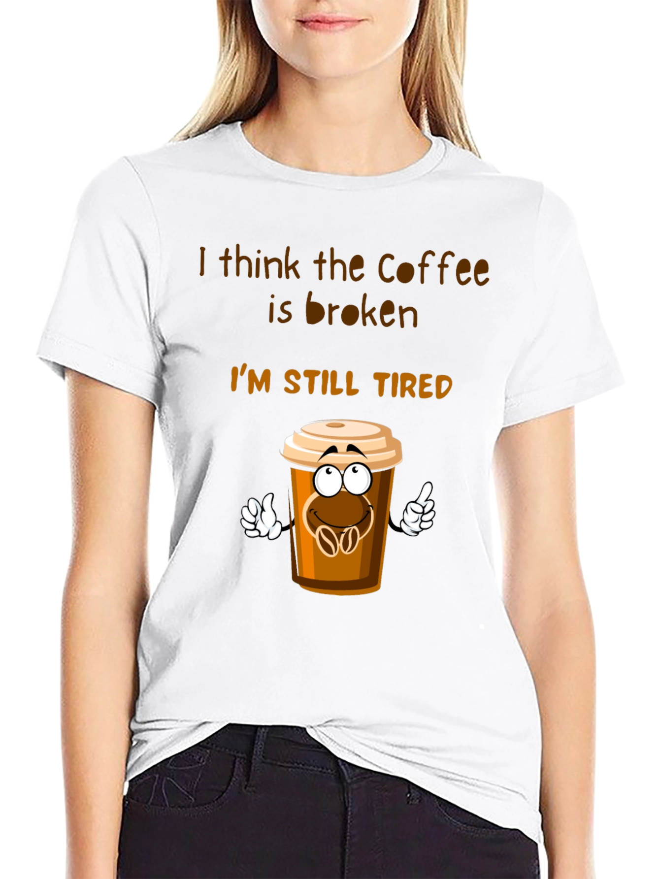 Black Coffee is Broken T-Shirt Funny Tired Graphic Tee view 9
