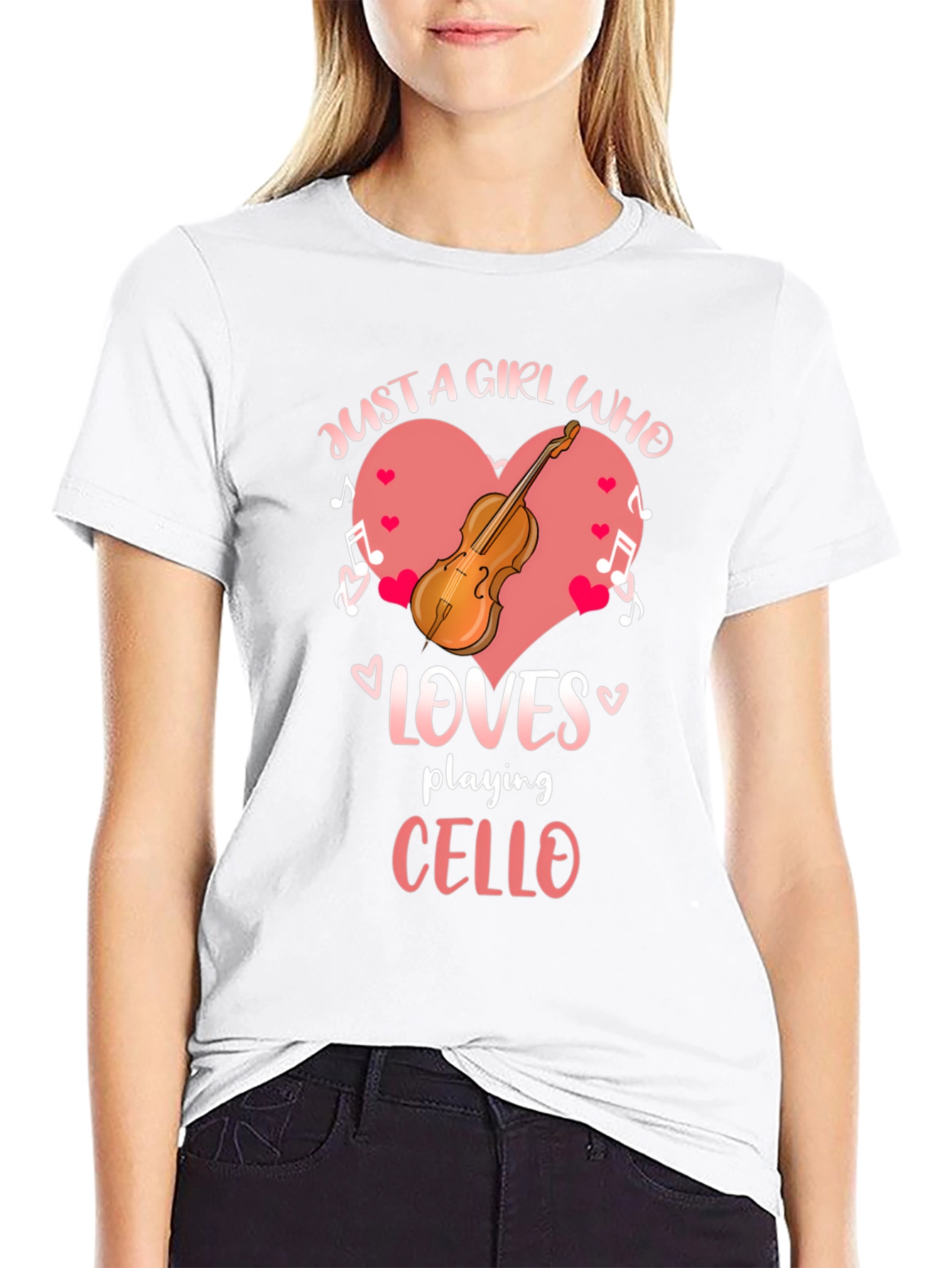 Black Just a Girl Who Loves Playing Cello Black T-Shirt view 9