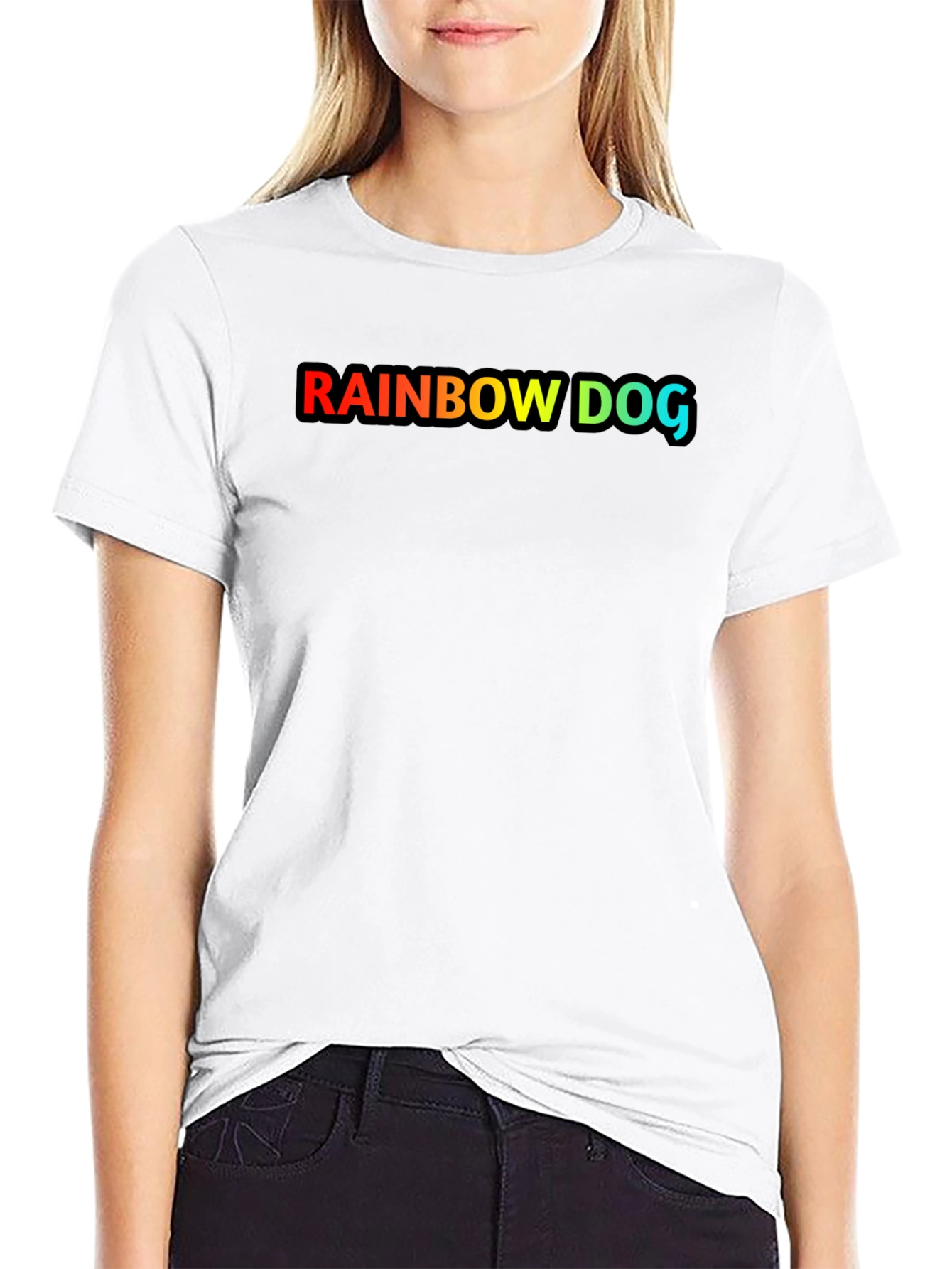 Black Rainbow Dog Graphic Black T-Shirt view 9