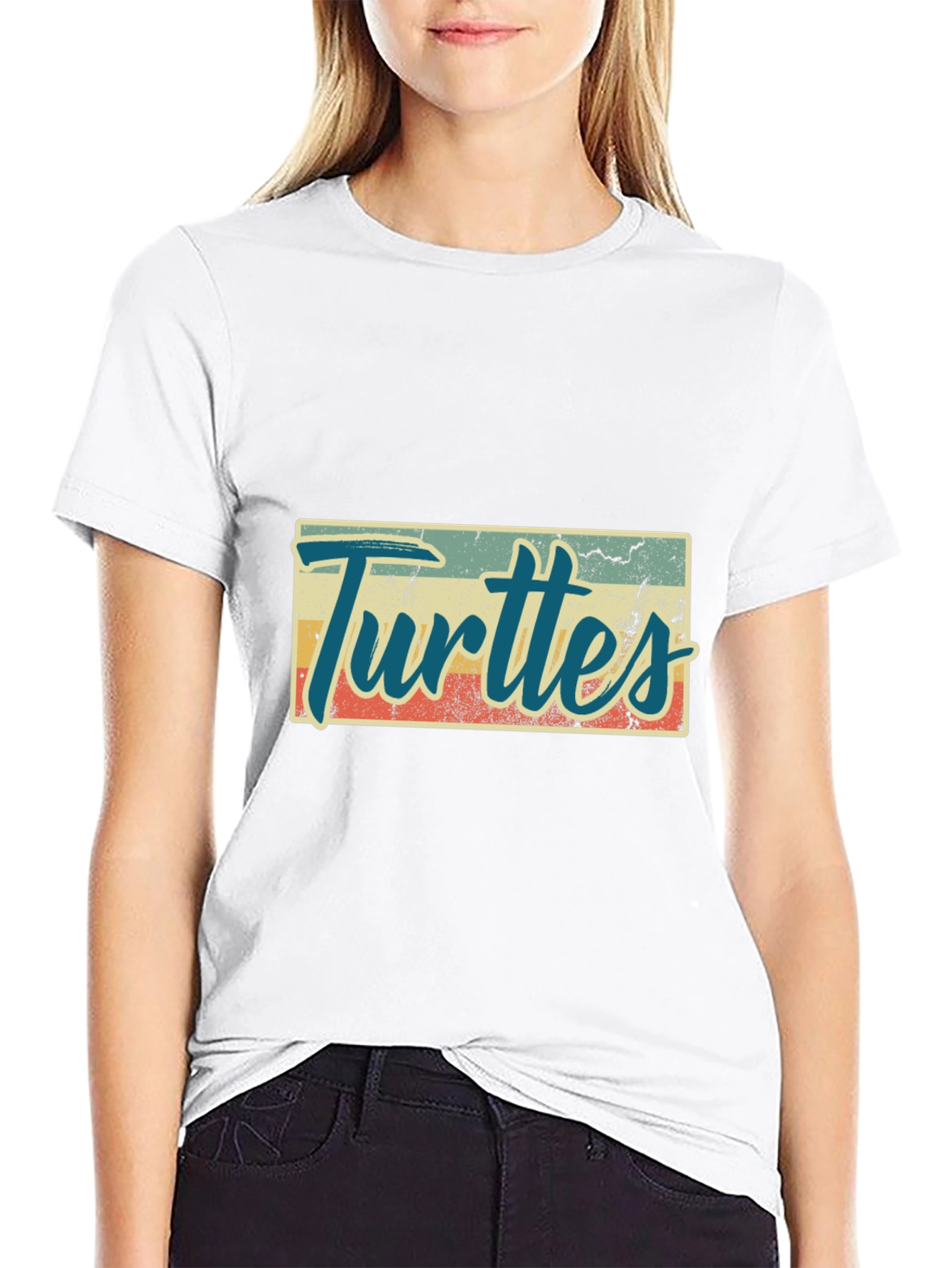 Black Retro Turtles Graphic Tee - Black Crew Neck view 9