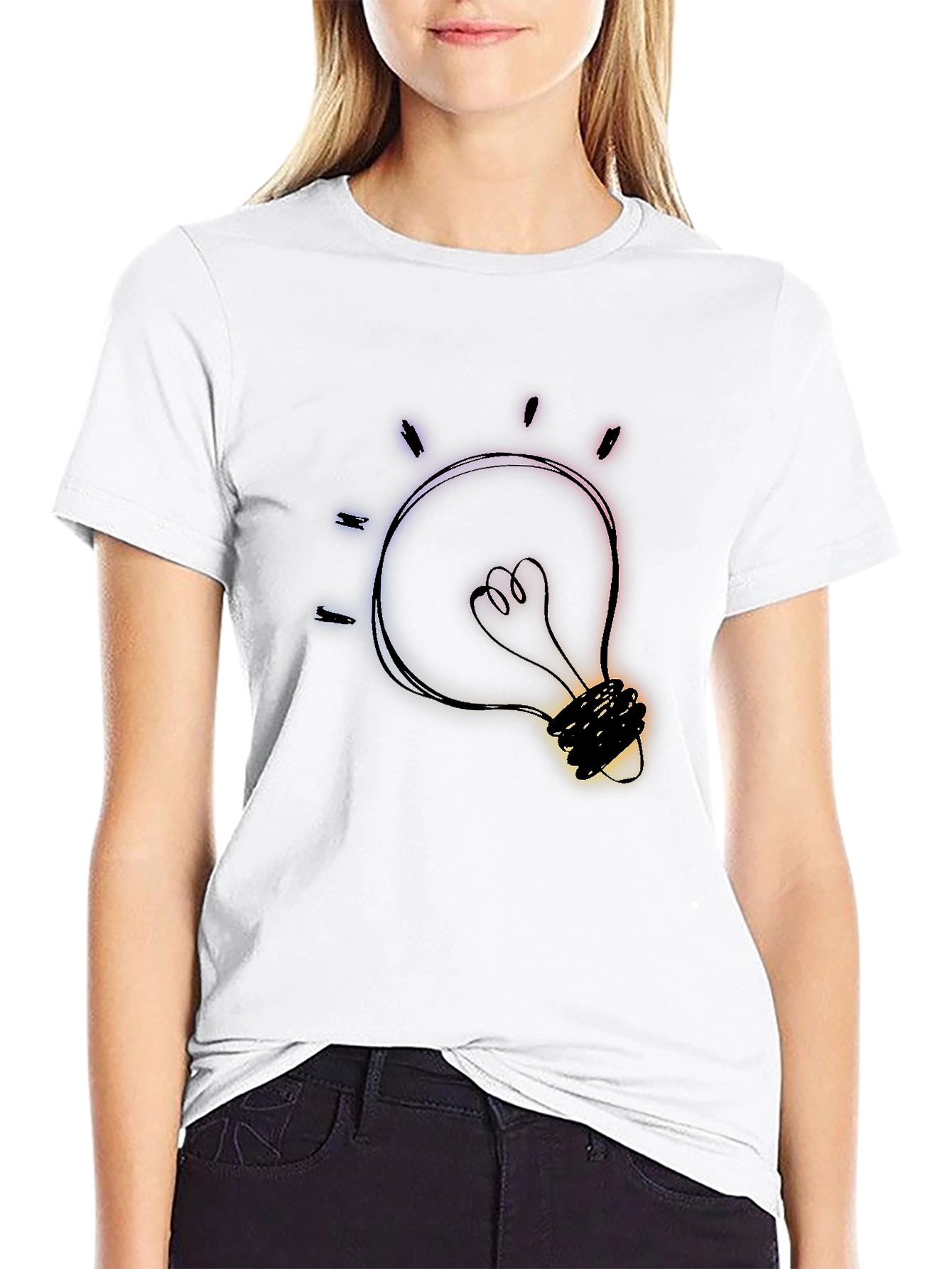 Black Idea Bulb Graphic Tee - Black Cotton T-Shirt view 9