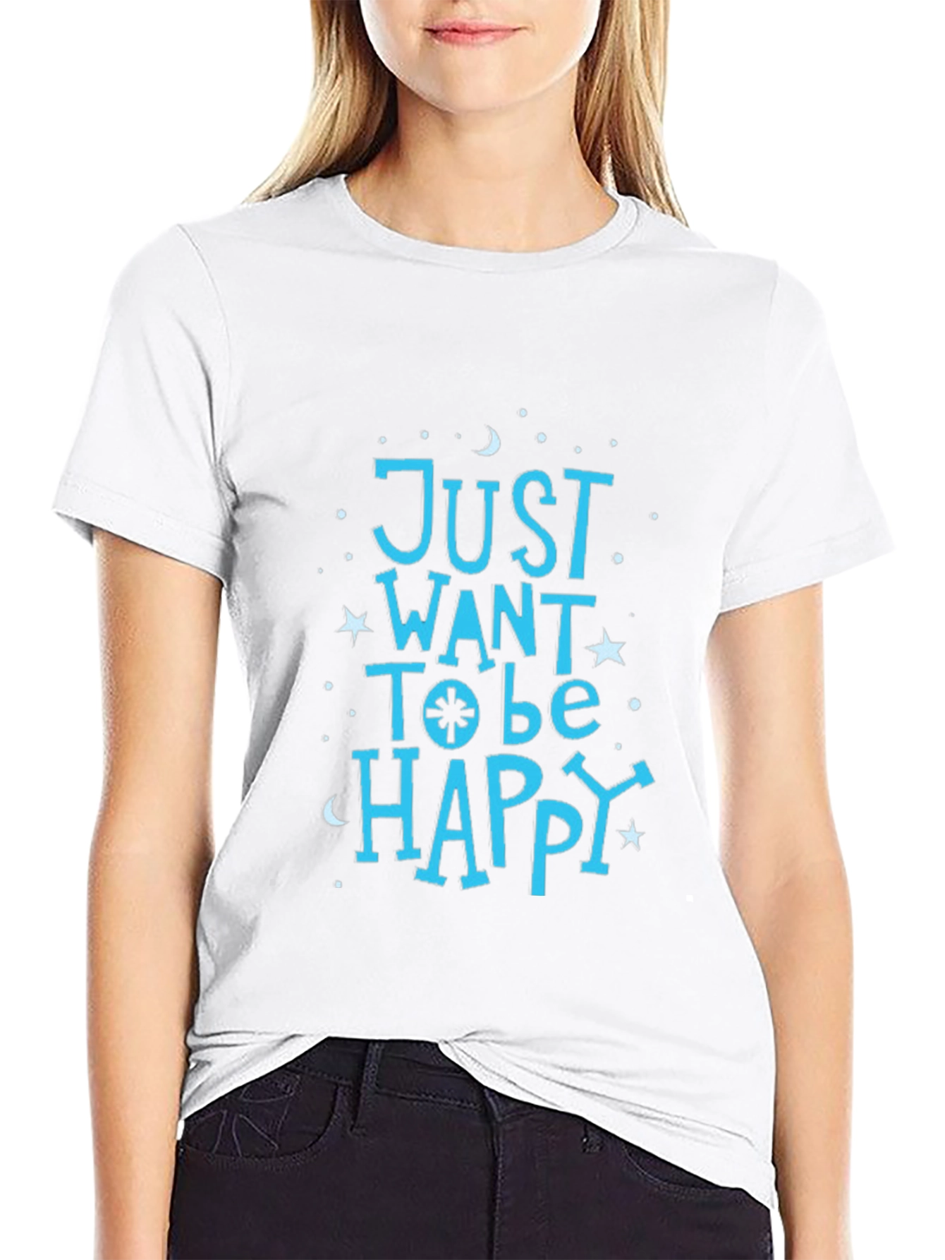 Black Just Want To Be Happy Tee view 9