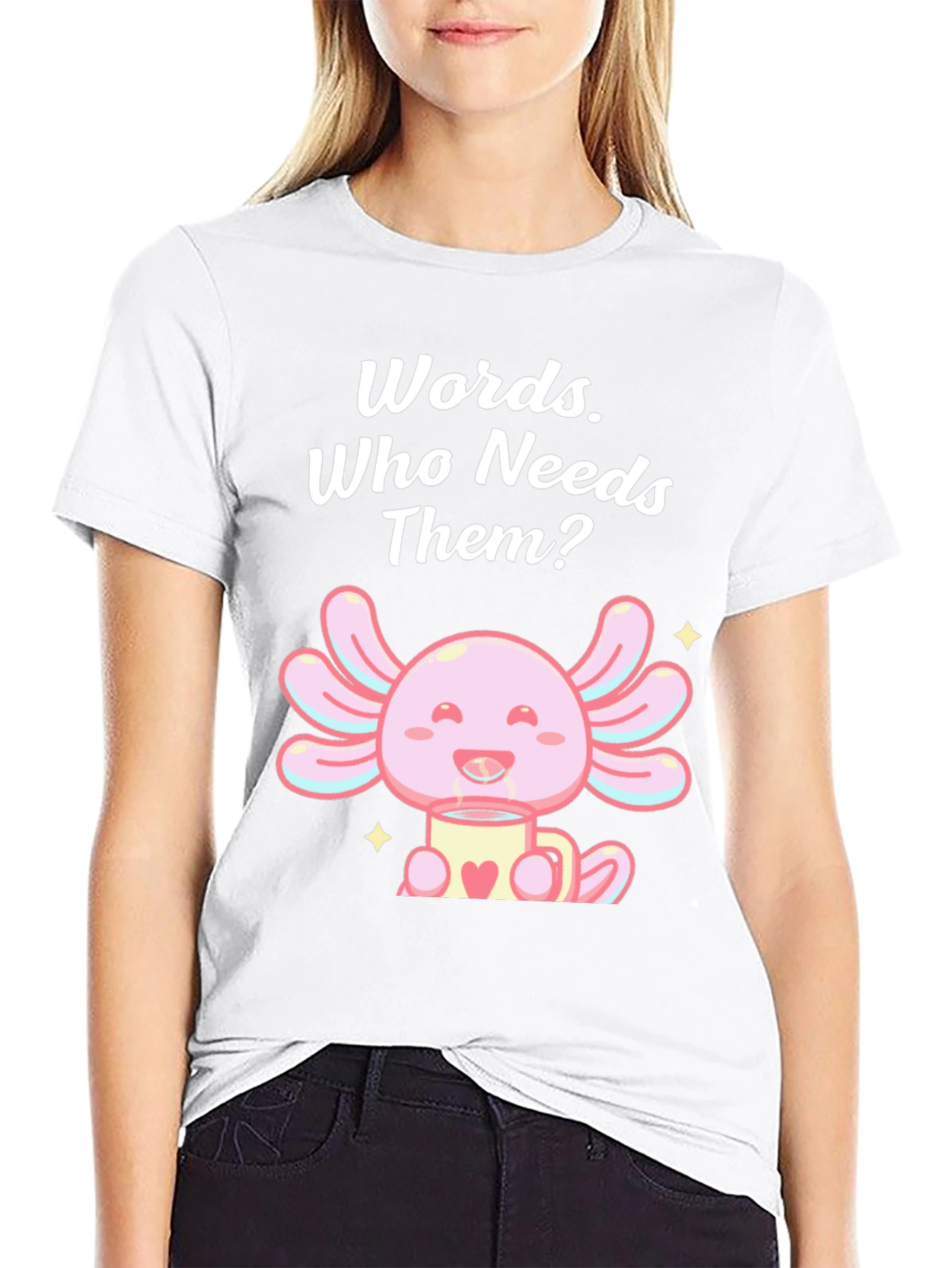 Black Words? Who Needs Them? Axolotl T-Shirt view 9