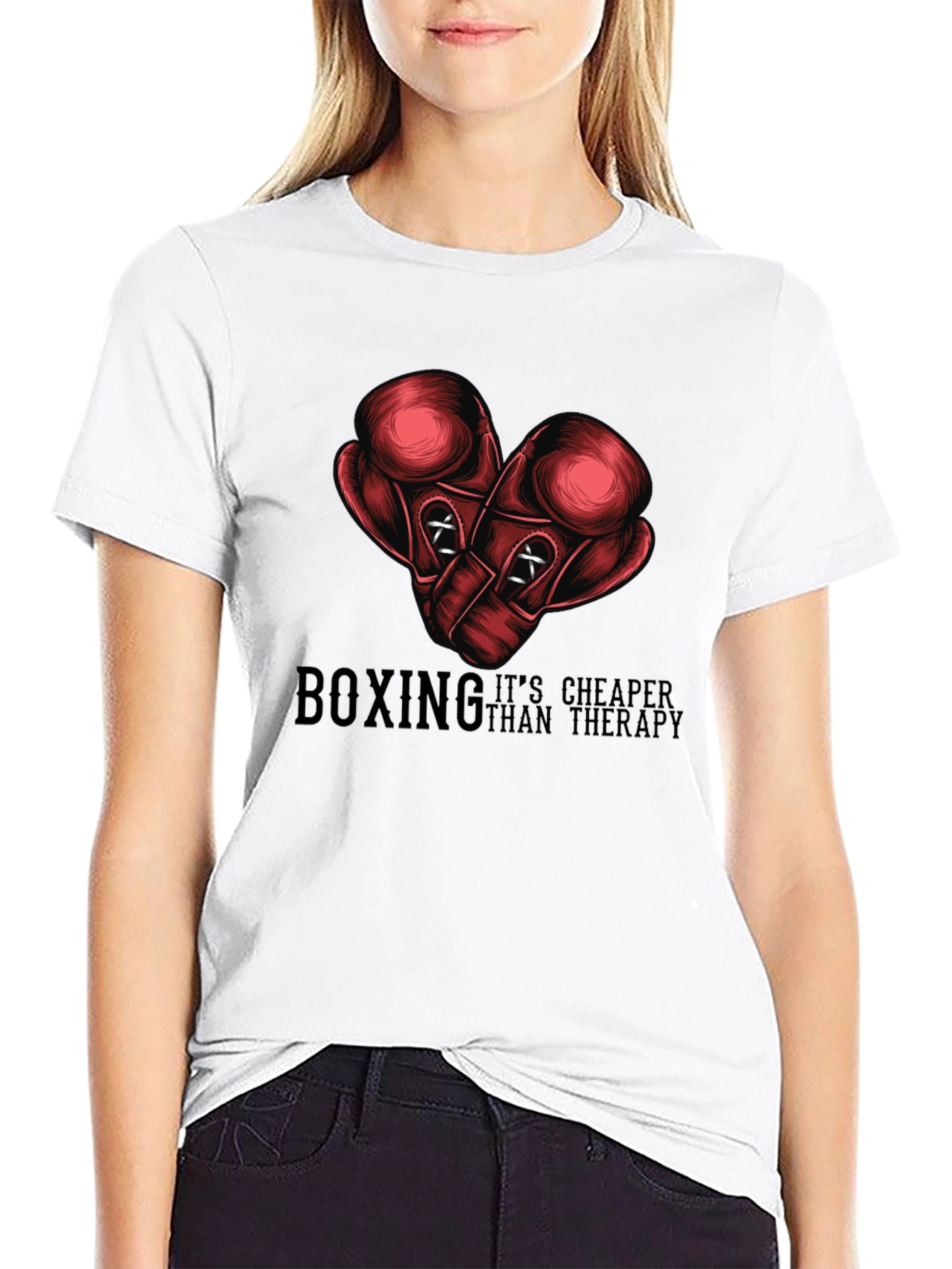 Black Boxing Cheaper Than Therapy Graphic Tee view 9
