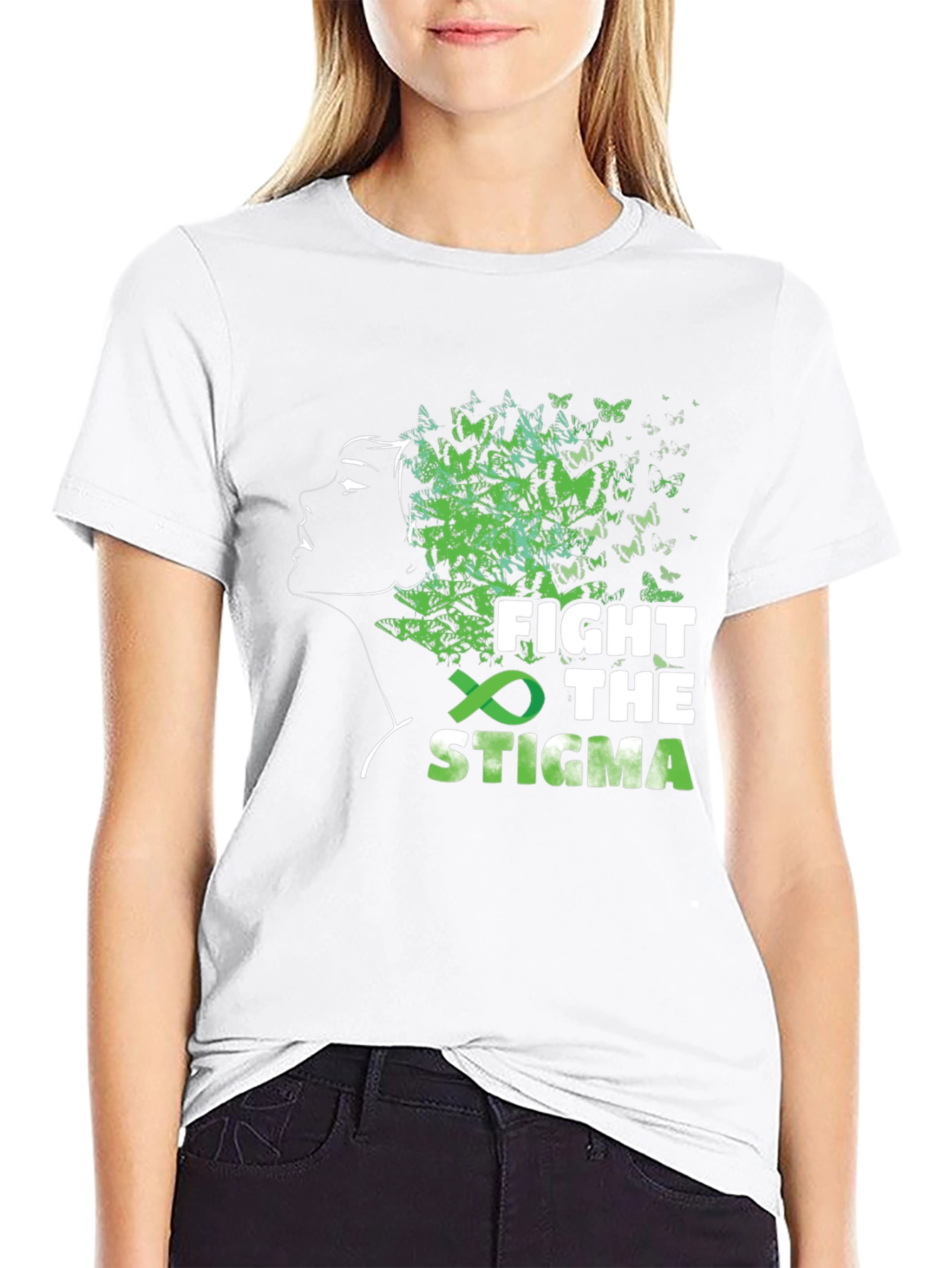 Black Fight The Stigma Mental Health Awareness T-Shirt view 9