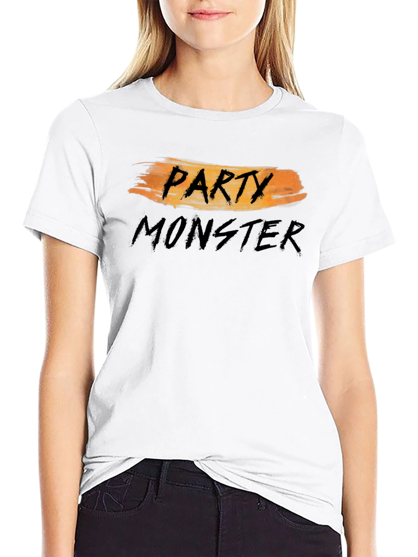 Black Party Monster Graphic T-Shirt - Black Crew Neck Tee view 9