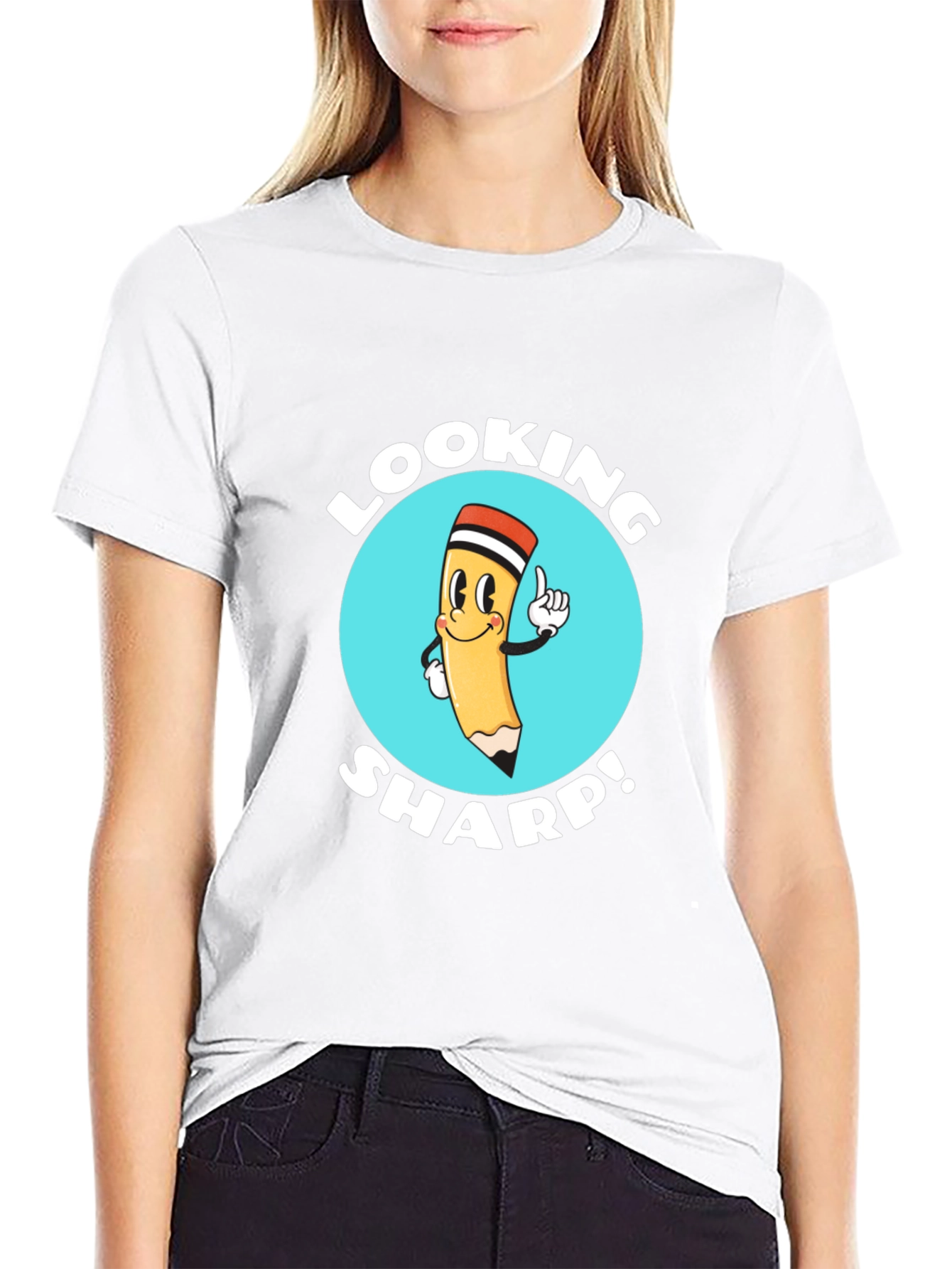 Black Looking Sharp T-Shirt - Funny Cartoon Pencil view 9