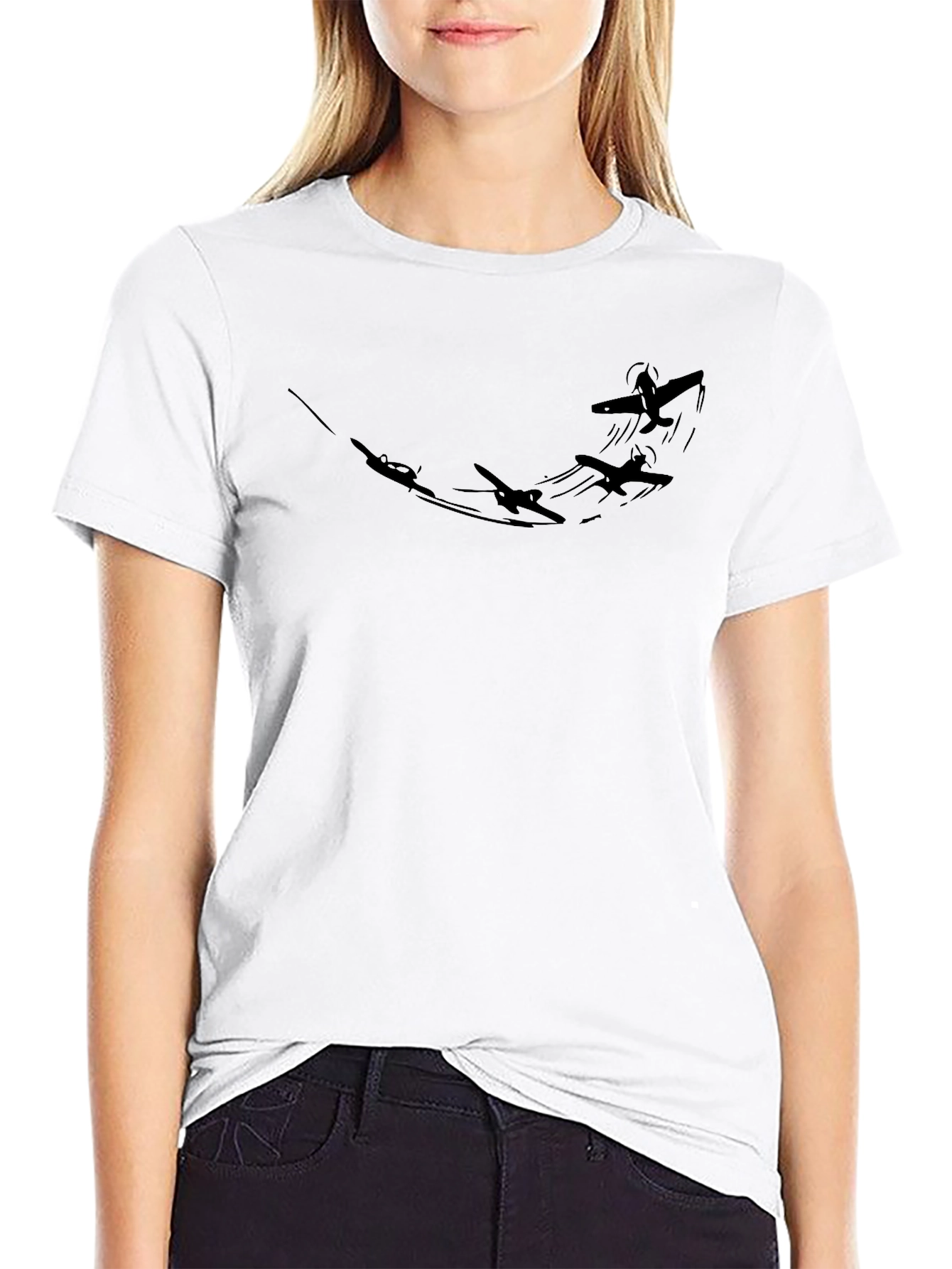 Black Black Airplane Graphic Tee - Pilot Inspired Design view 9