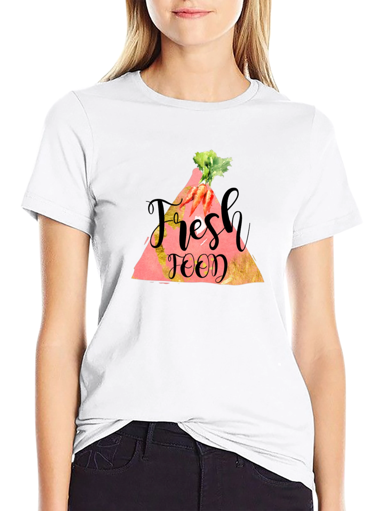 Black Fresh Food Carrot Graphic Tee - Unisex Black T-Shirt view 9