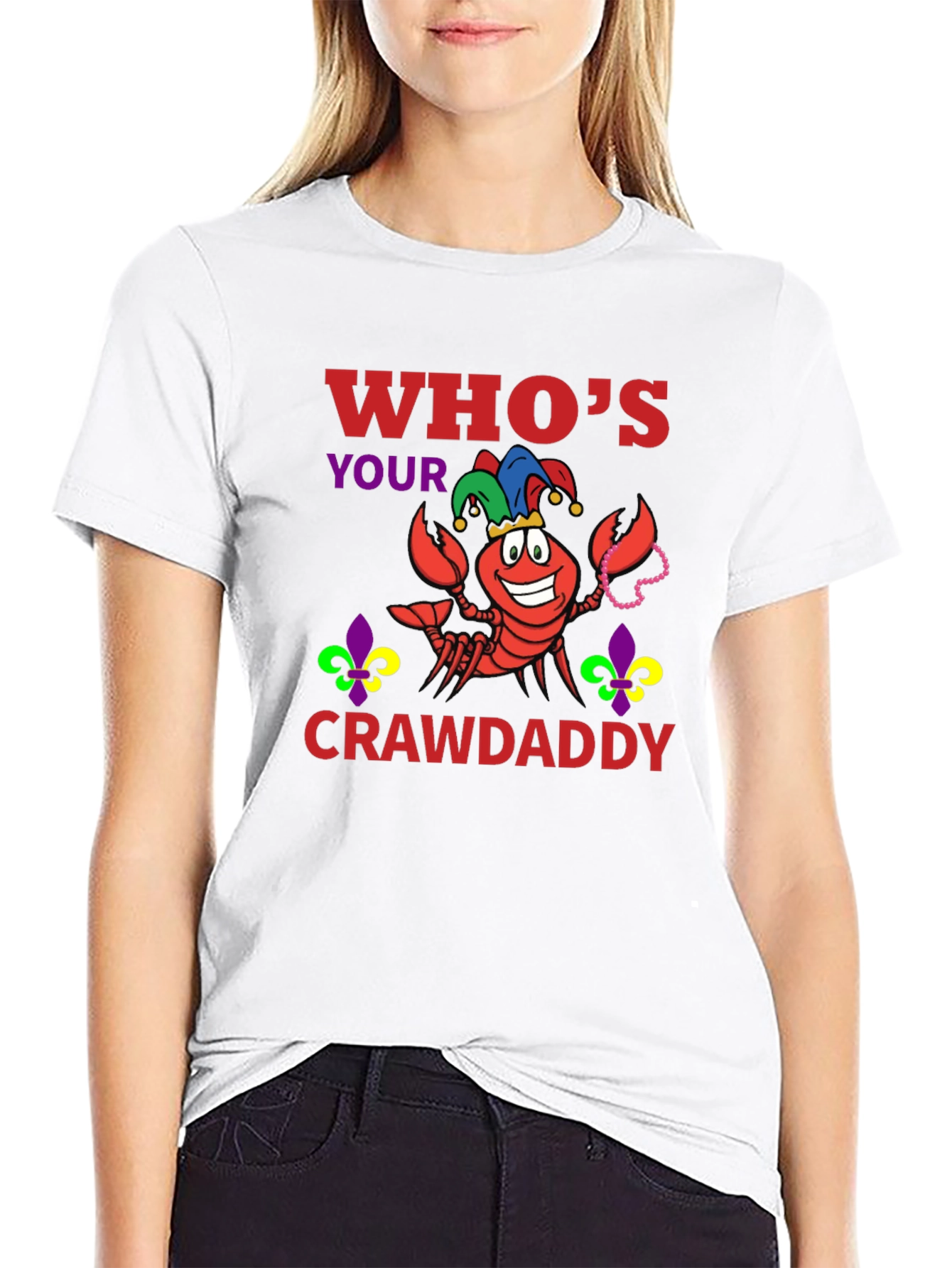 Black Who's Your Crawdaddy T-Shirt Mardi Gras Style view 9