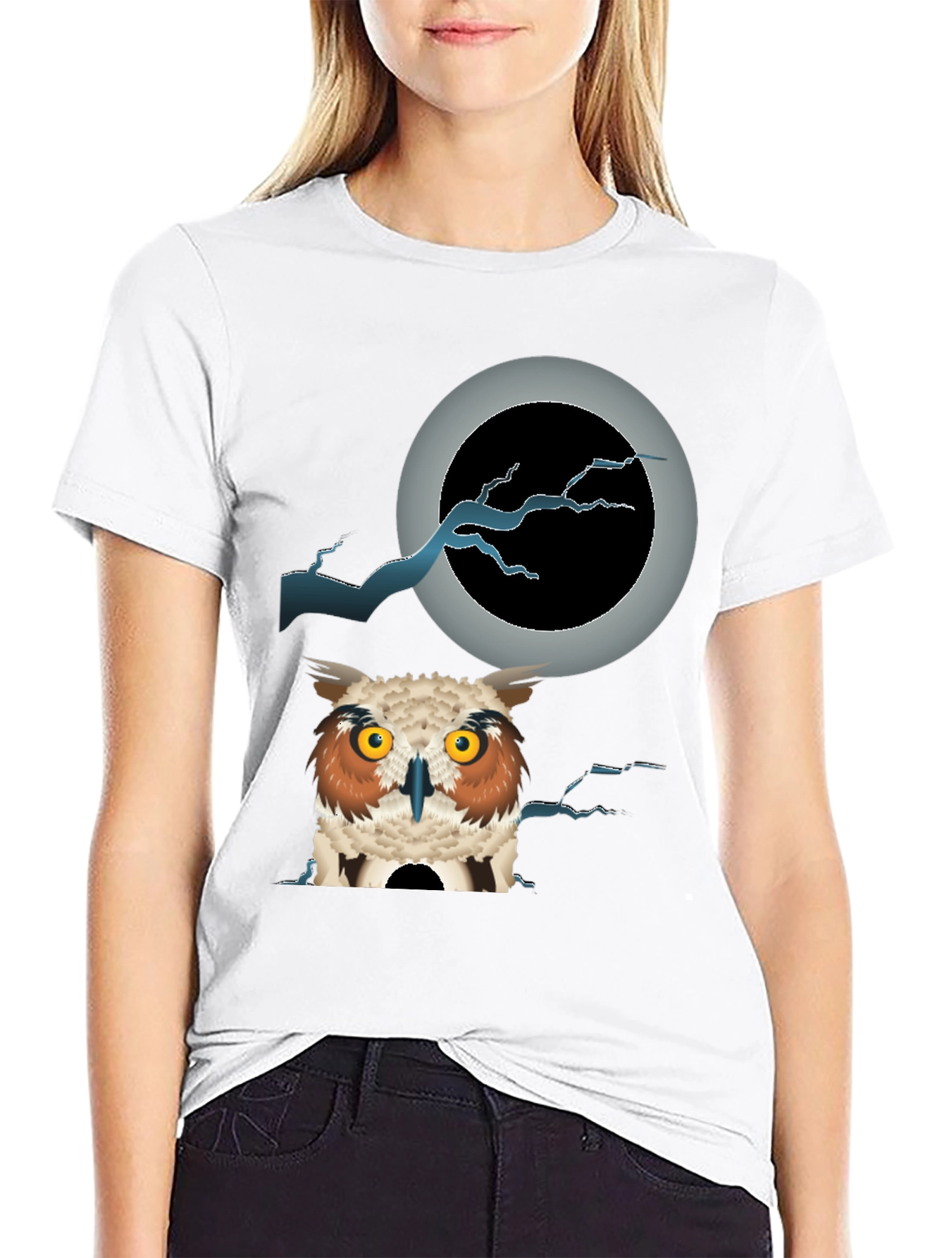 Black Owl Moon T-Shirt - Unique Graphic Tee view 9