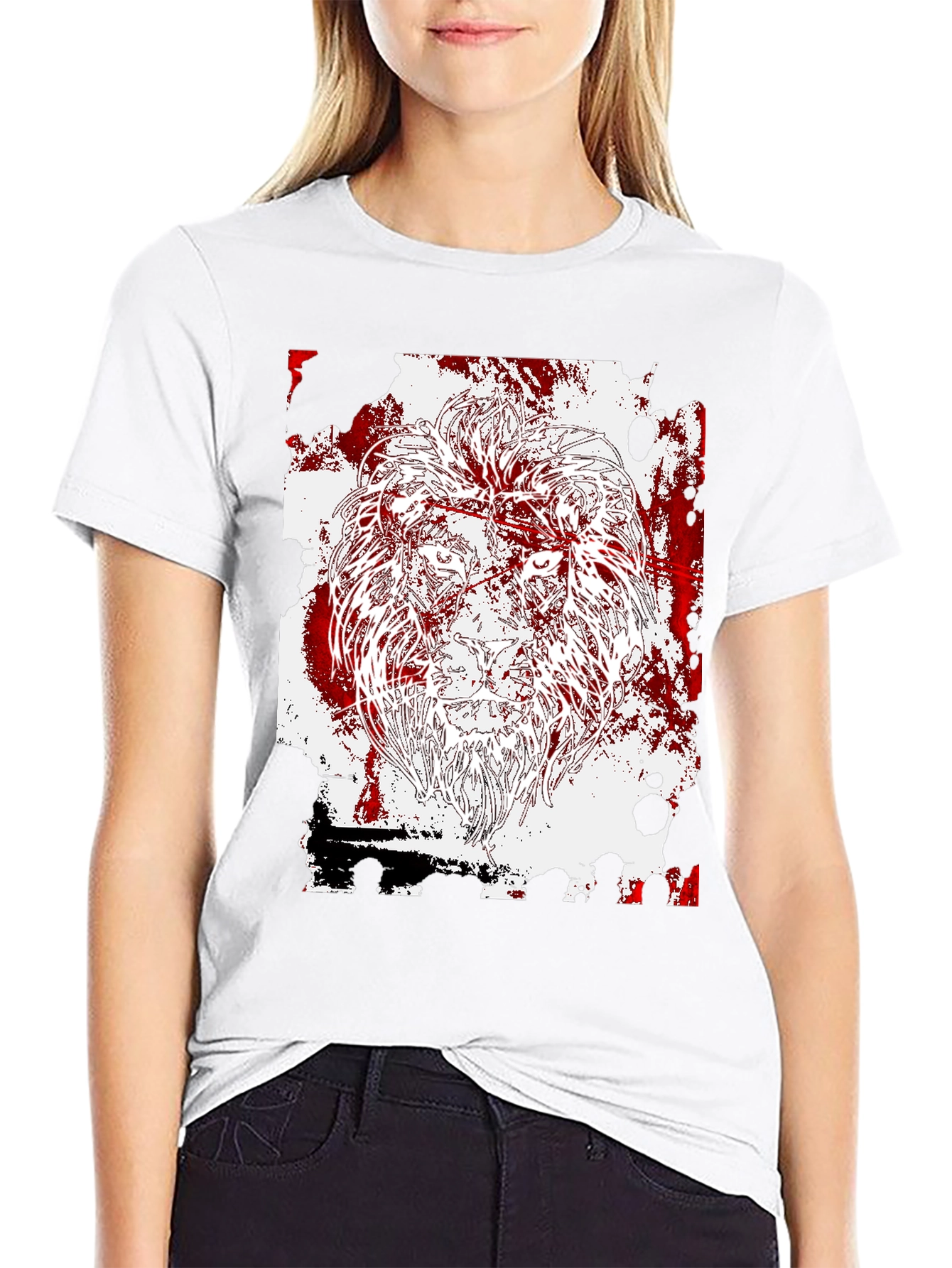 Black Lion Graphic Print Black T-Shirt view 9