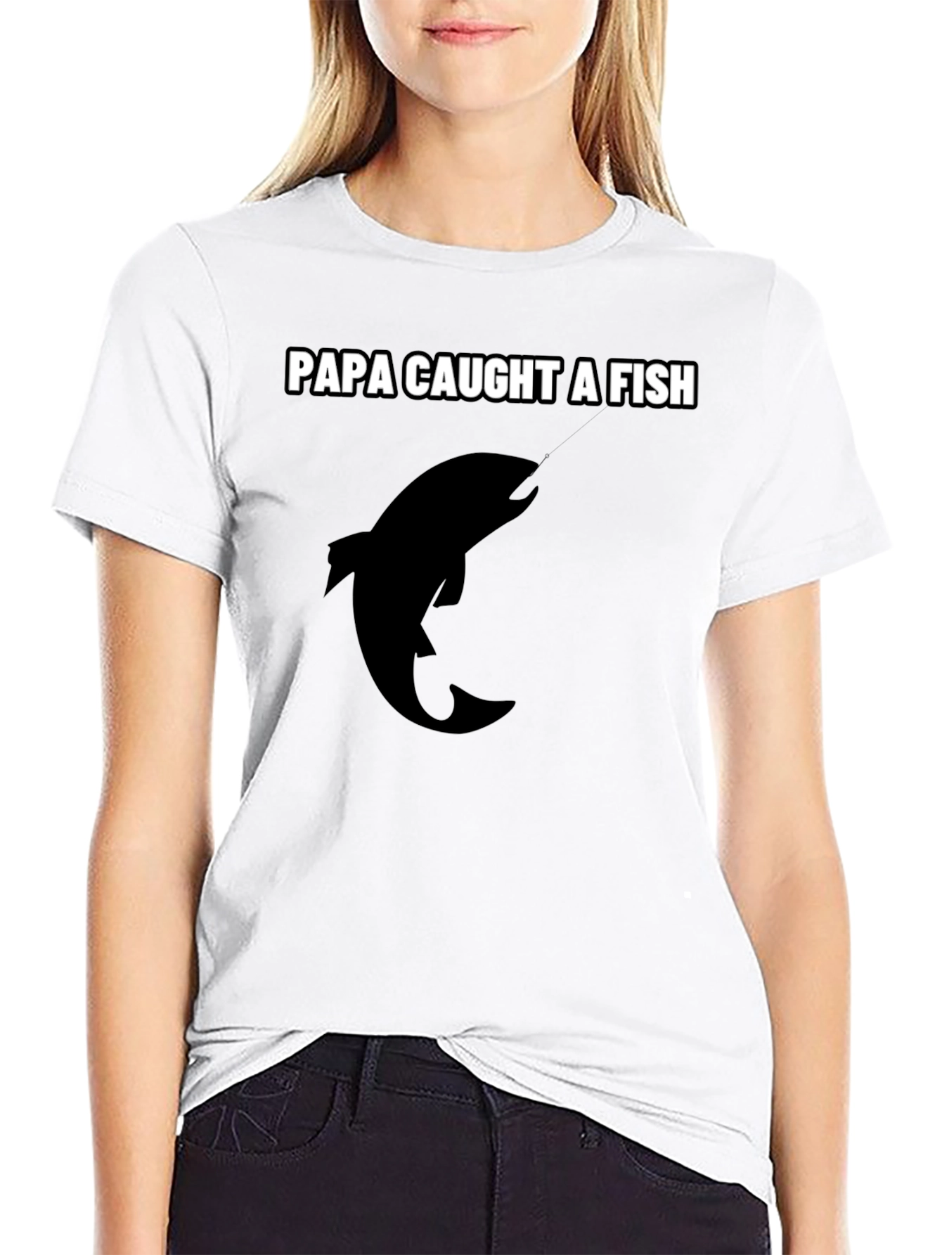 Black Papa Caught a Fish Graphic Tee - Black Cotton view 9