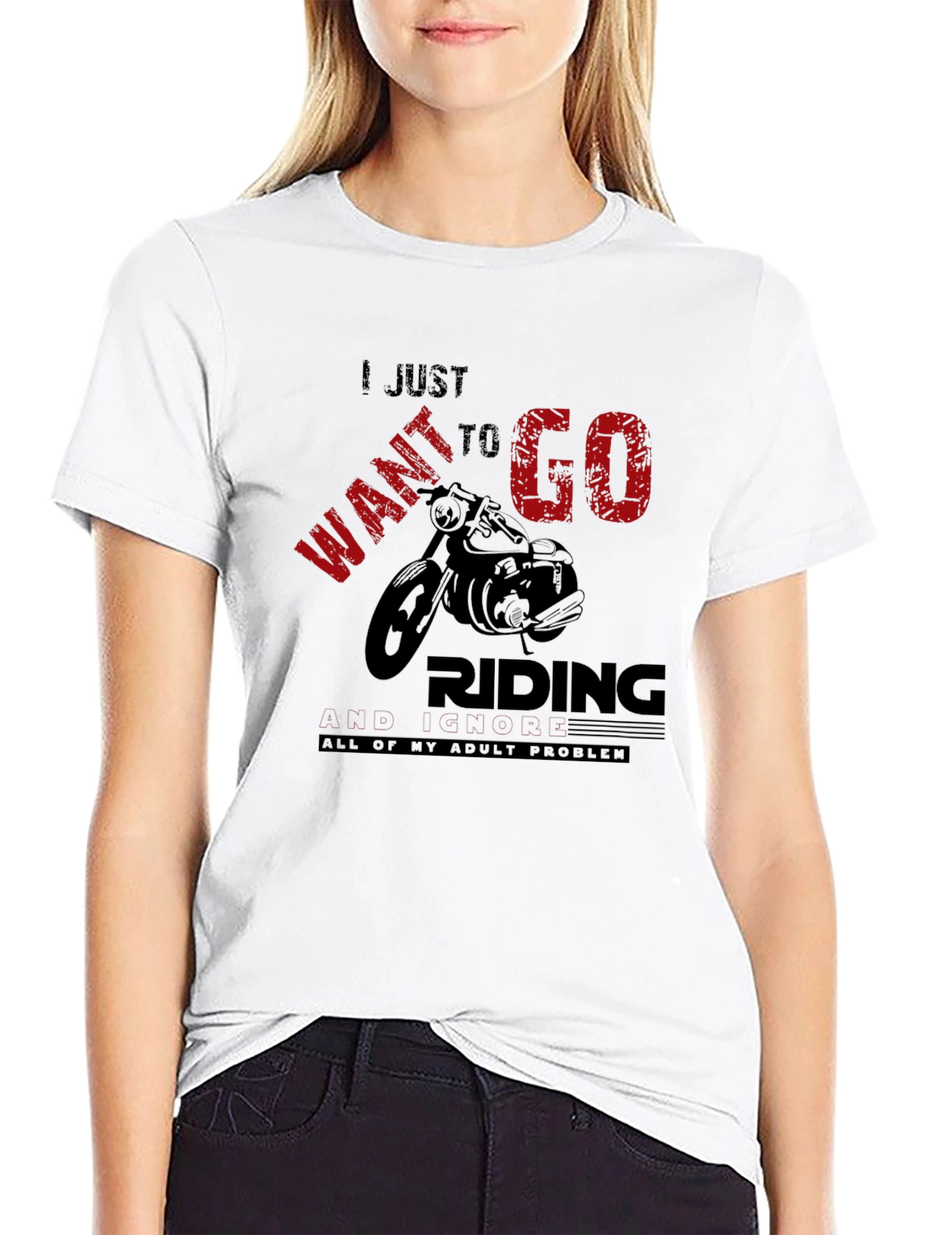 Black I Just Want To Go Riding T-Shirt view 9