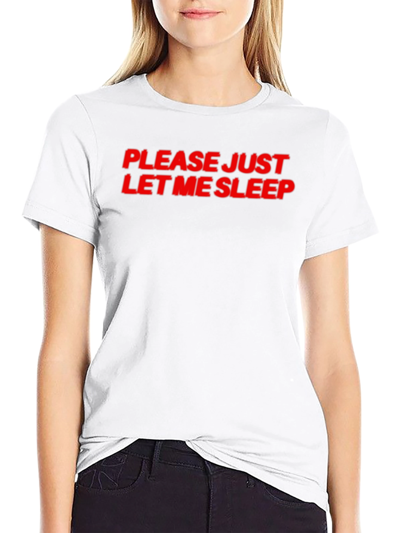 Black Please Let Me Sleep T-Shirt - Black Cotton Tee view 9