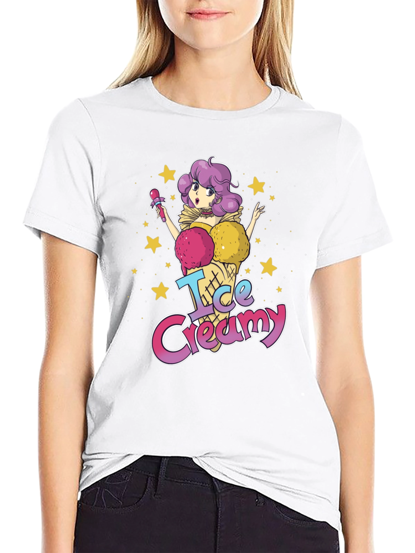 Black Ice Creamy Anime T-Shirt - Sweet & Stylish Tee view 9