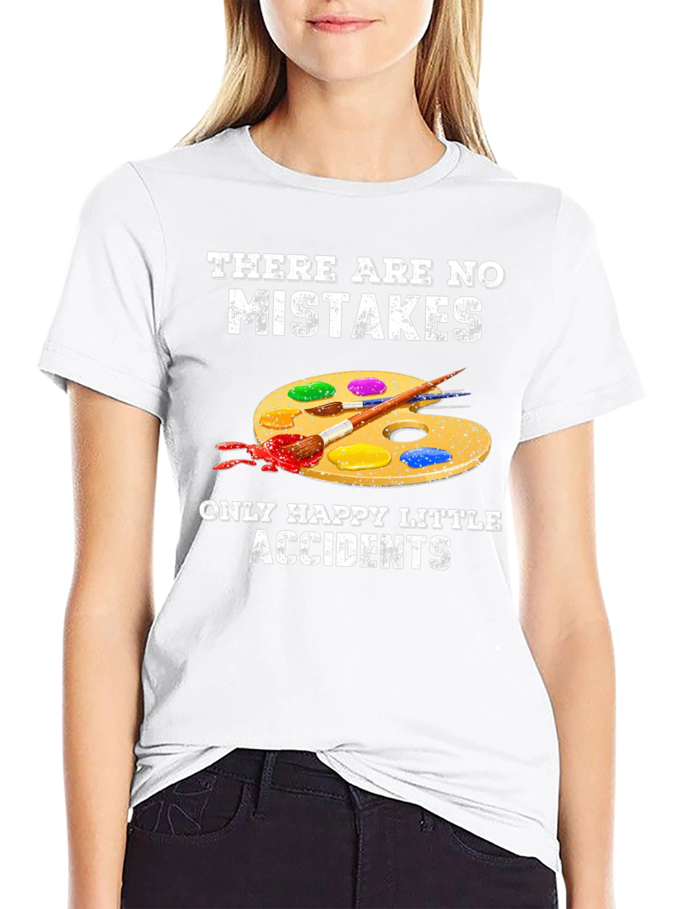 Black Happy Little Accidents T-Shirt - Funny Painter Tee view 9