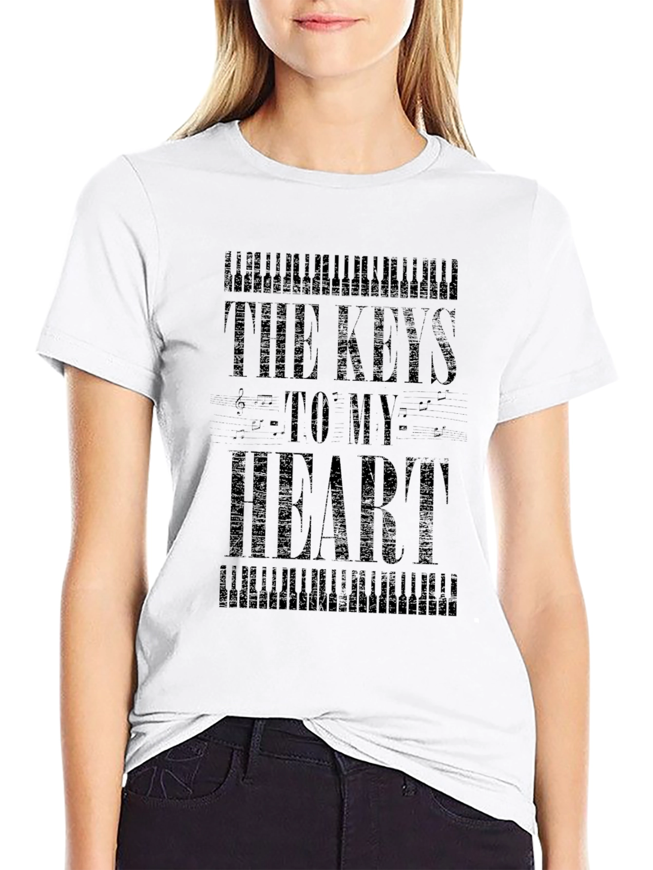 Black The Keys To My Heart T-Shirt - Black view 9