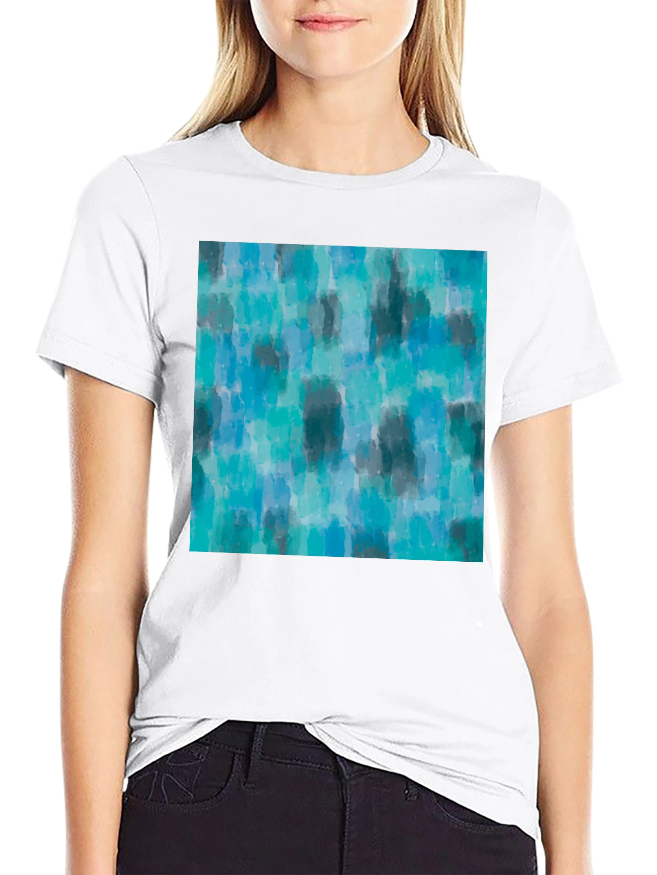 Black Abstract Blue Pattern Tee - Casual Style view 9