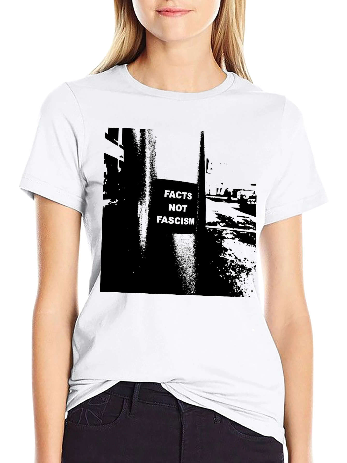 Black Facts Not Fascism Graphic Tee view 9