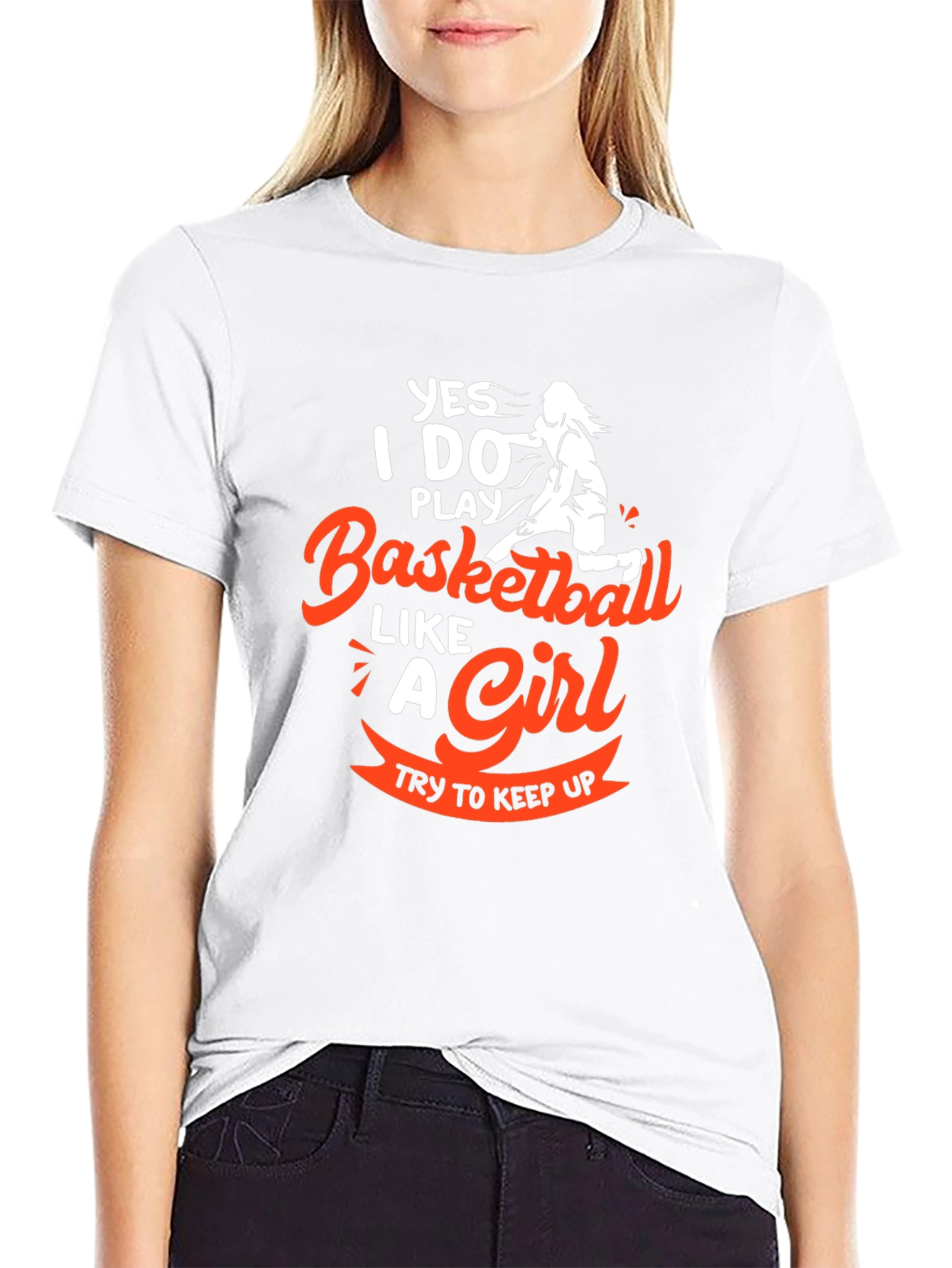 Black Basketball Like a Girl T-Shirt view 9