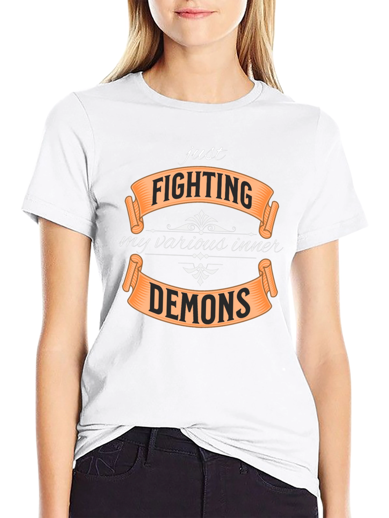 Black Fighting Inner Demons Graphic T-Shirt - Black Tee view 9