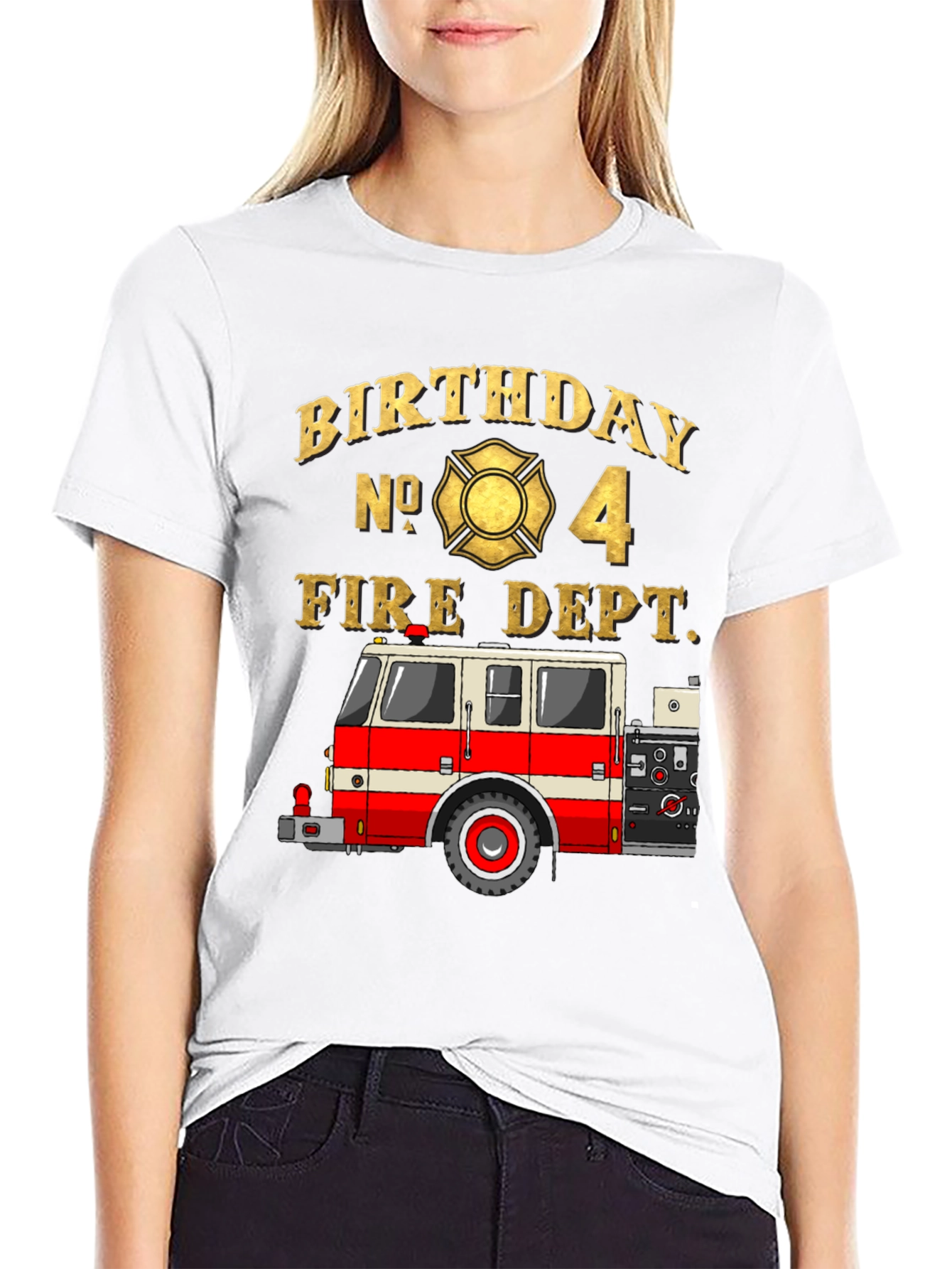 Black Fire Dept Birthday T-Shirt - Number 4 view 9