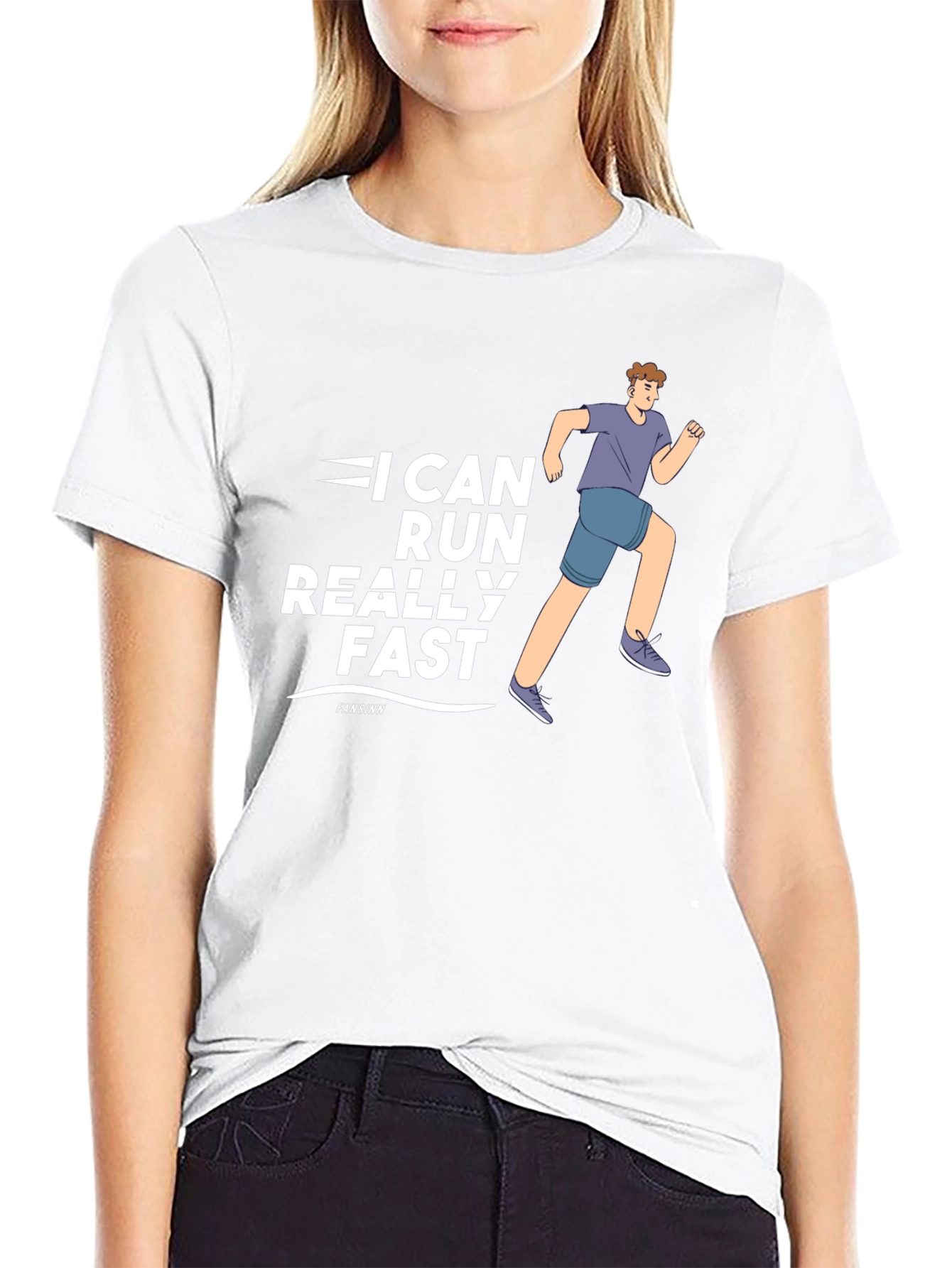 Black I Can Run Really Fast Black T-Shirt view 9