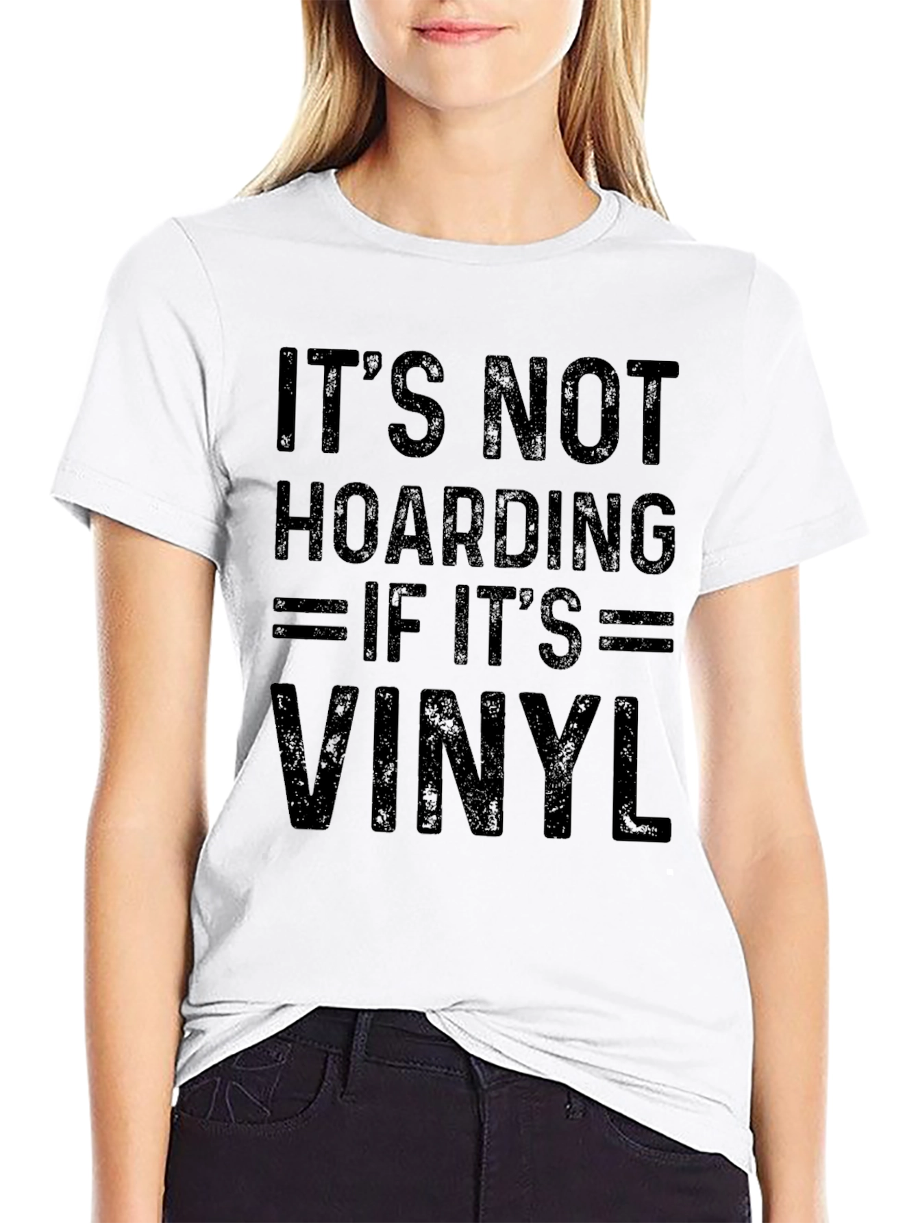 Black It's Not Hoarding If It's Vinyl T-Shirt view 9