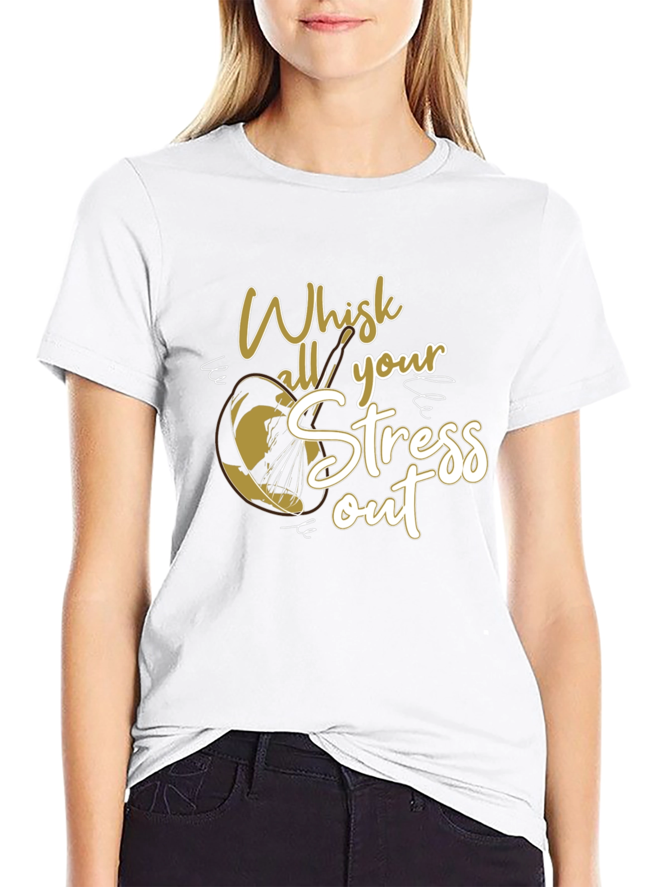 Black Whisk Your Stress Out Graphic T-Shirt view 9