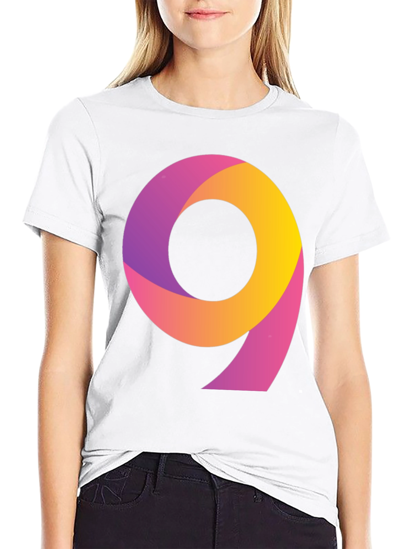 Black Gradient Number 9 Black T-Shirt view 9