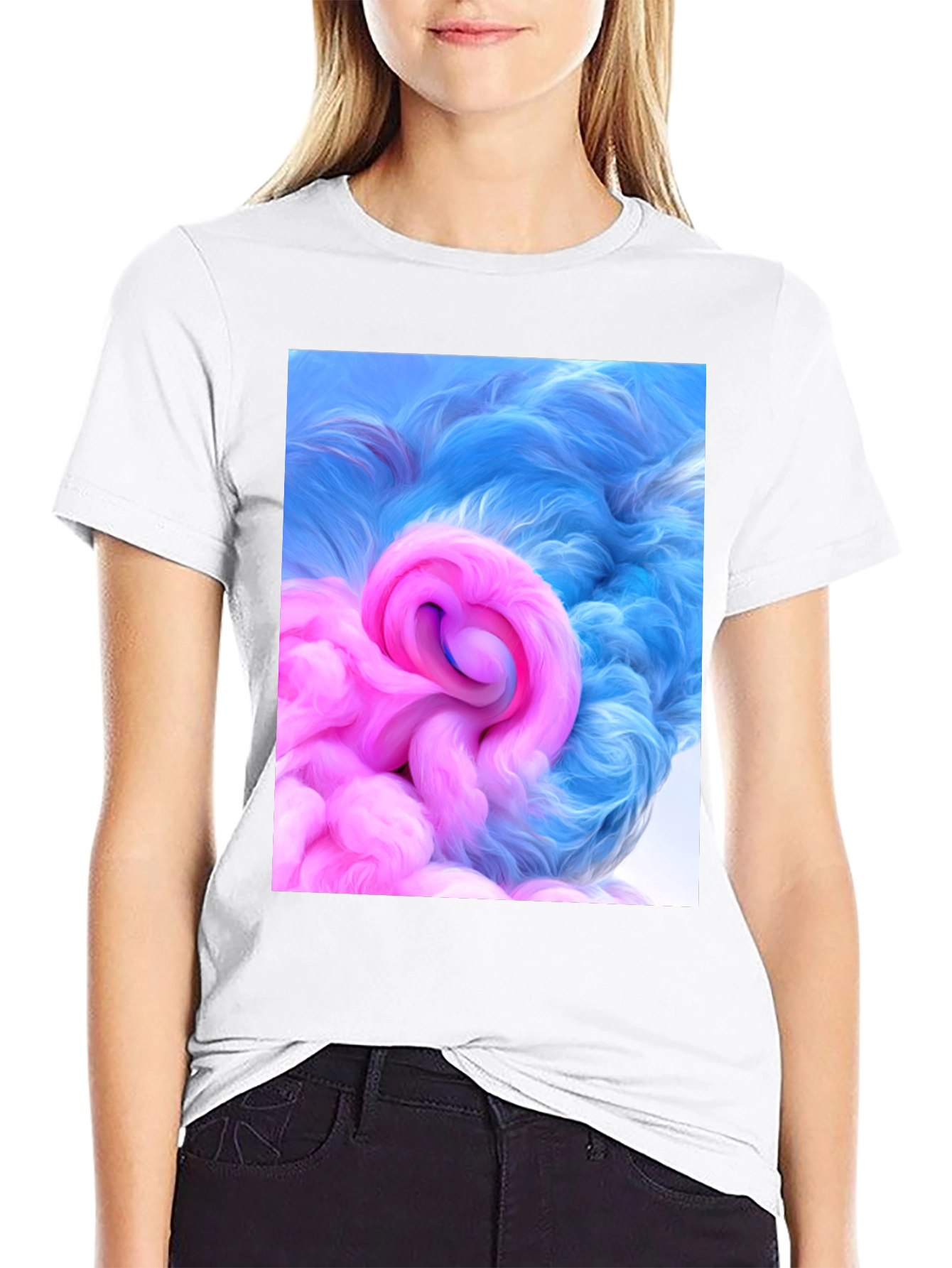 Black Abstract Swirl Graphic Tee - Modern Art T-Shirt view 9