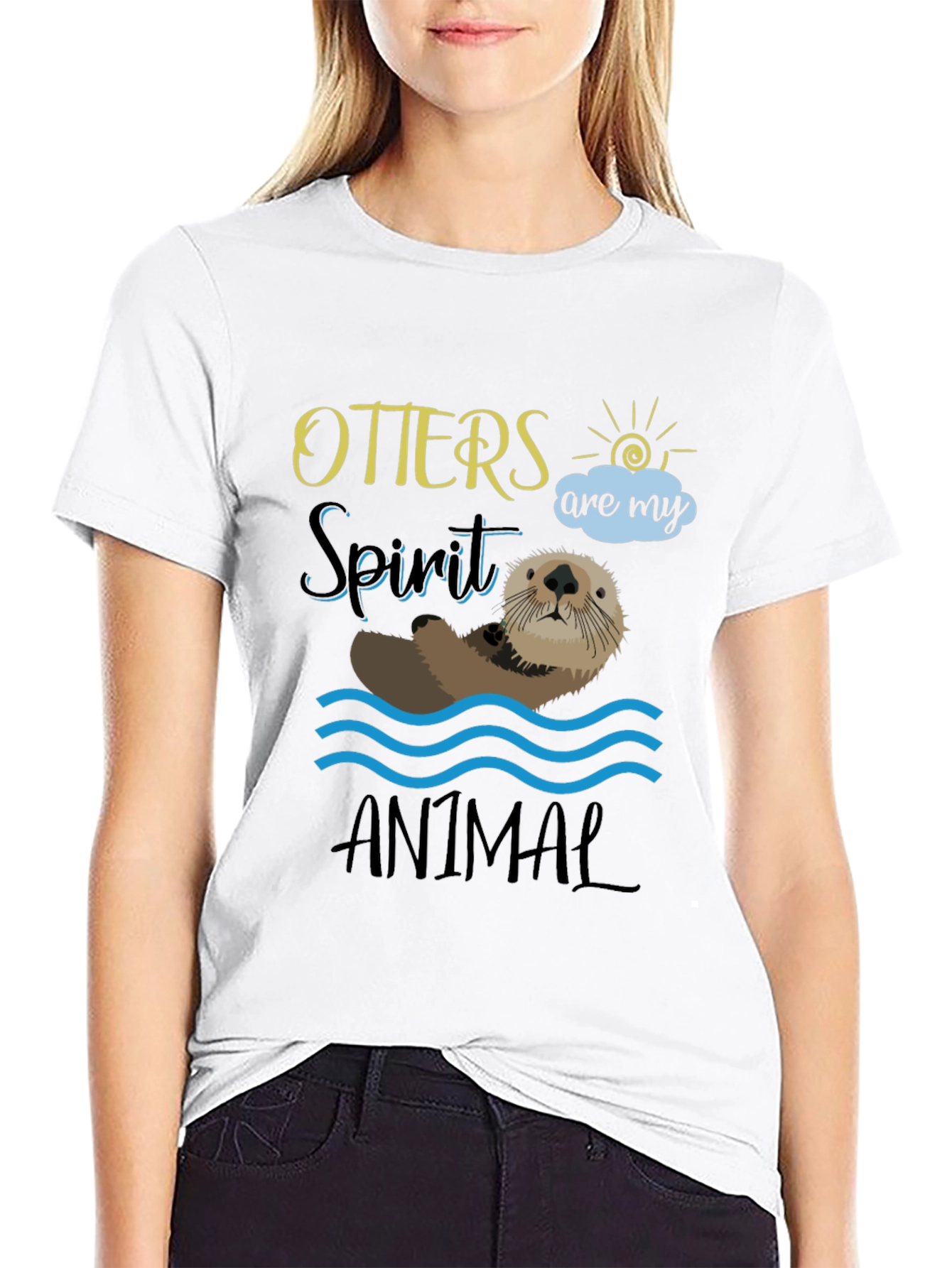 Black Otter Spirit Animal Graphic Tee - Unisex Black T-Shirt view 9
