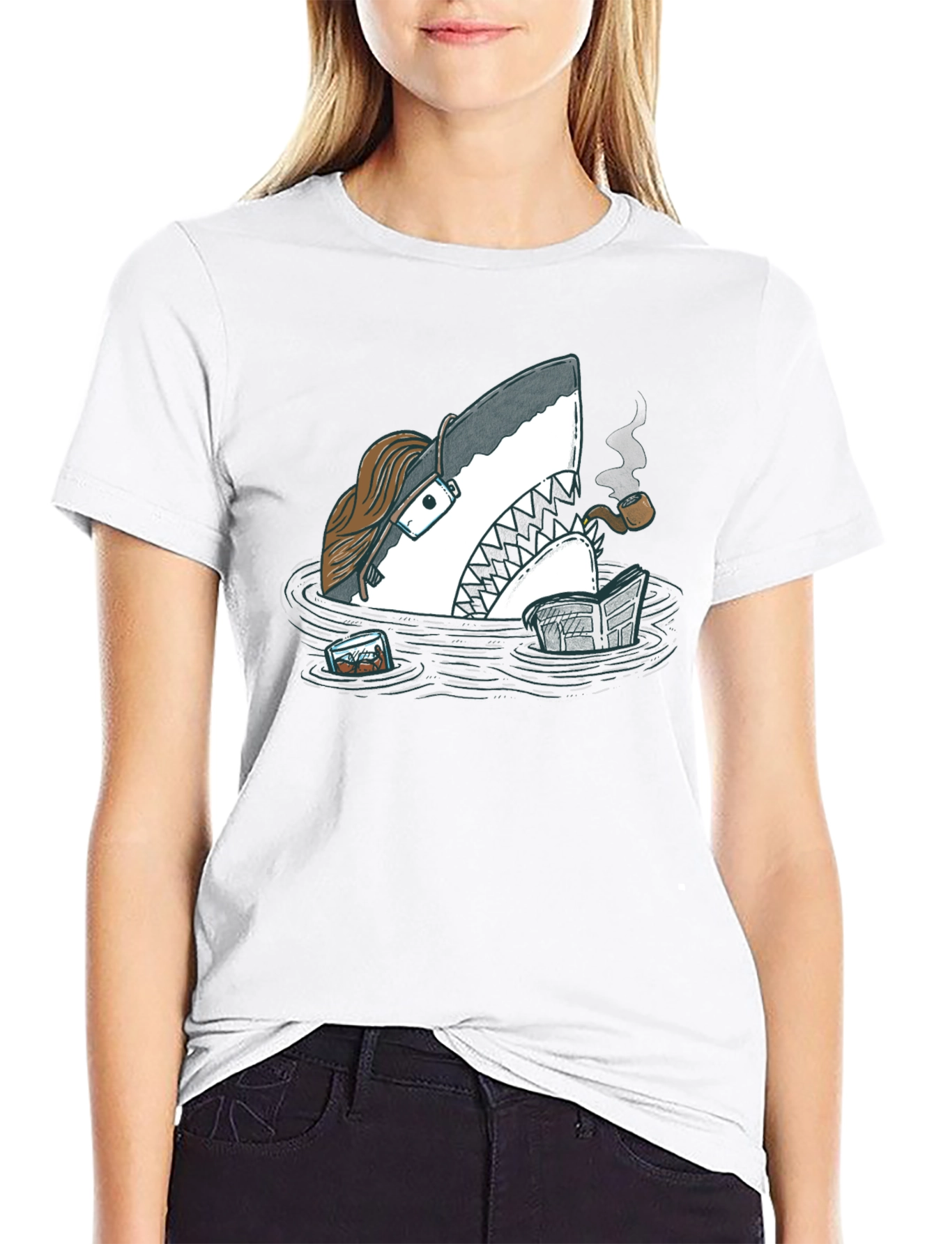 Black Intellectual Shark T-Shirt - Unique Graphic Tee view 9