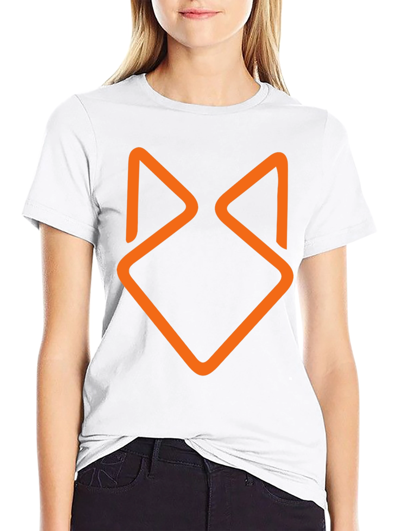 Black Modern Geometric Fox Head Graphic Tee - Black view 9