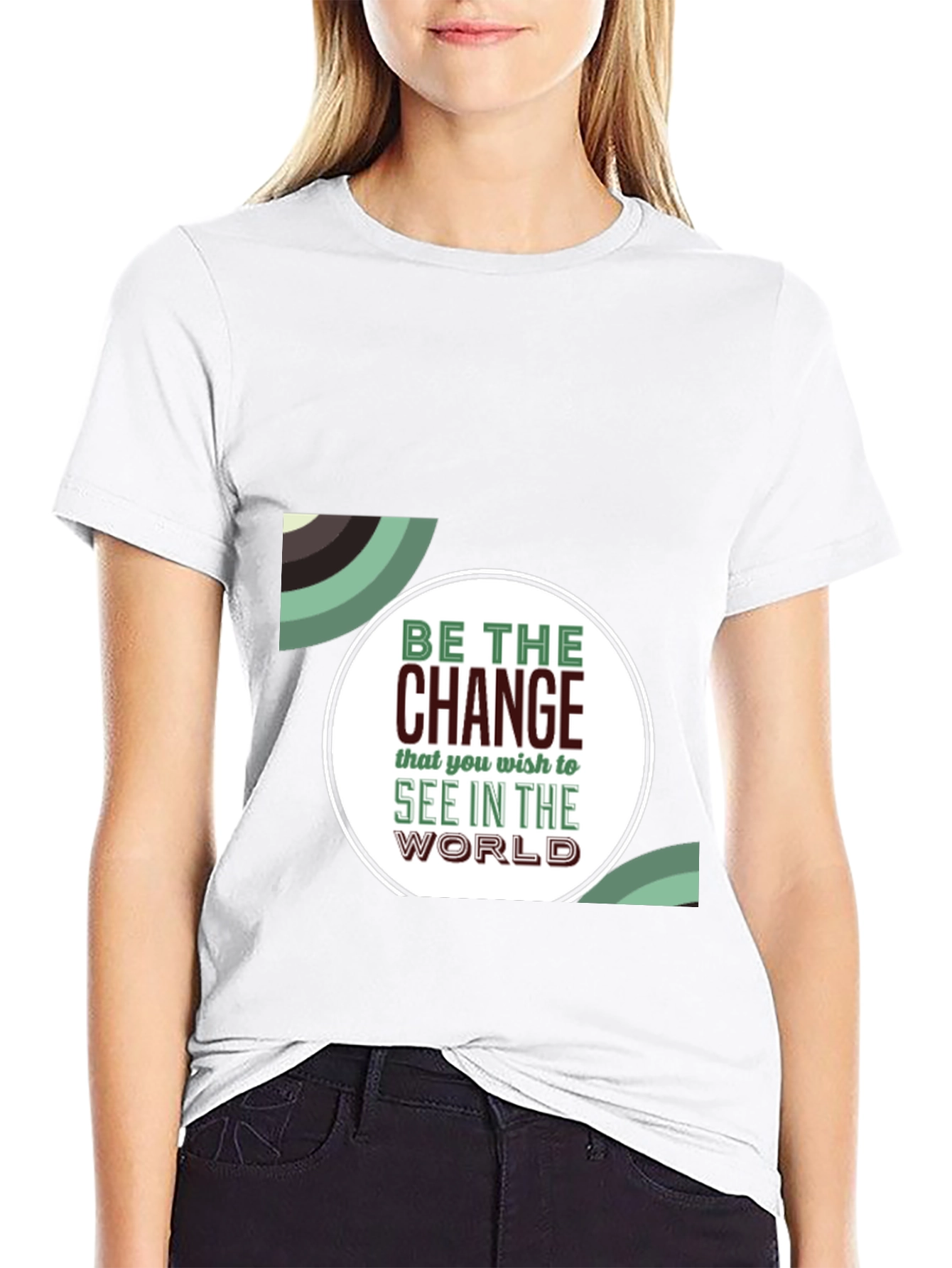 Black Inspirational Graphic T-Shirt - Be The Change view 9