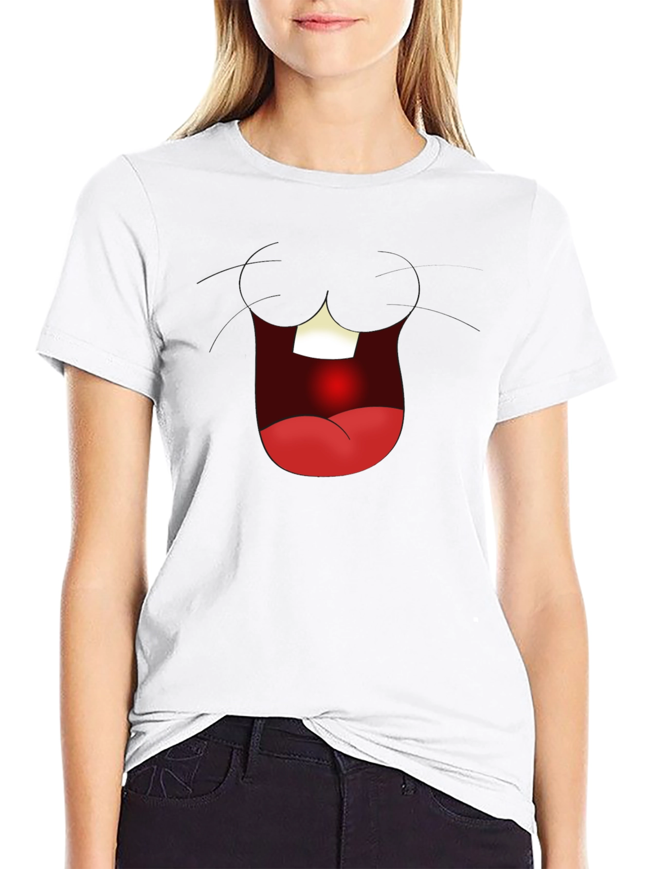 Black Funny Open Mouth Graphic Tee - Black view 9