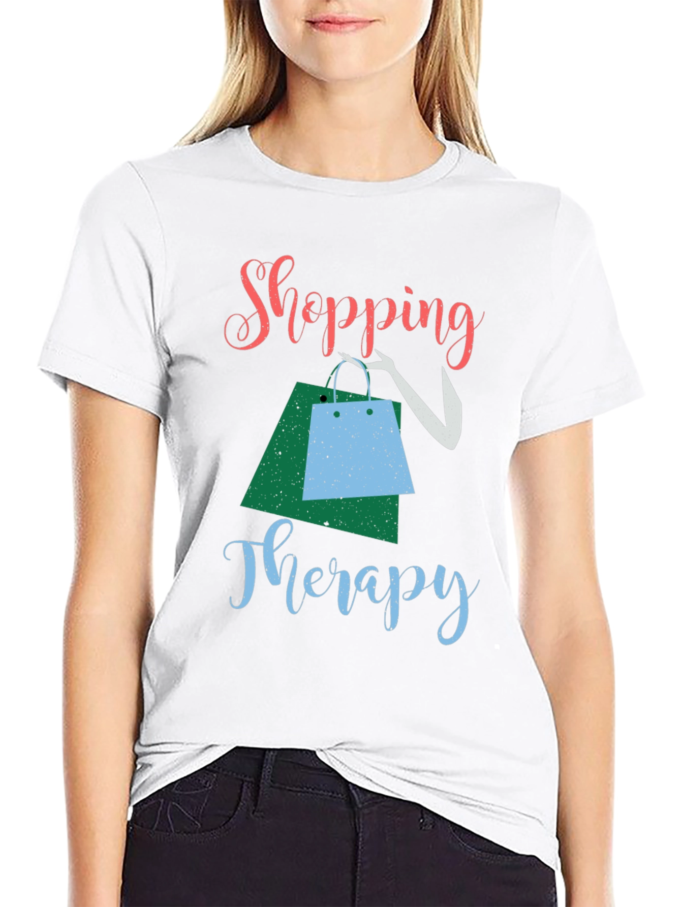 Black Shopping Therapy Tee view 9