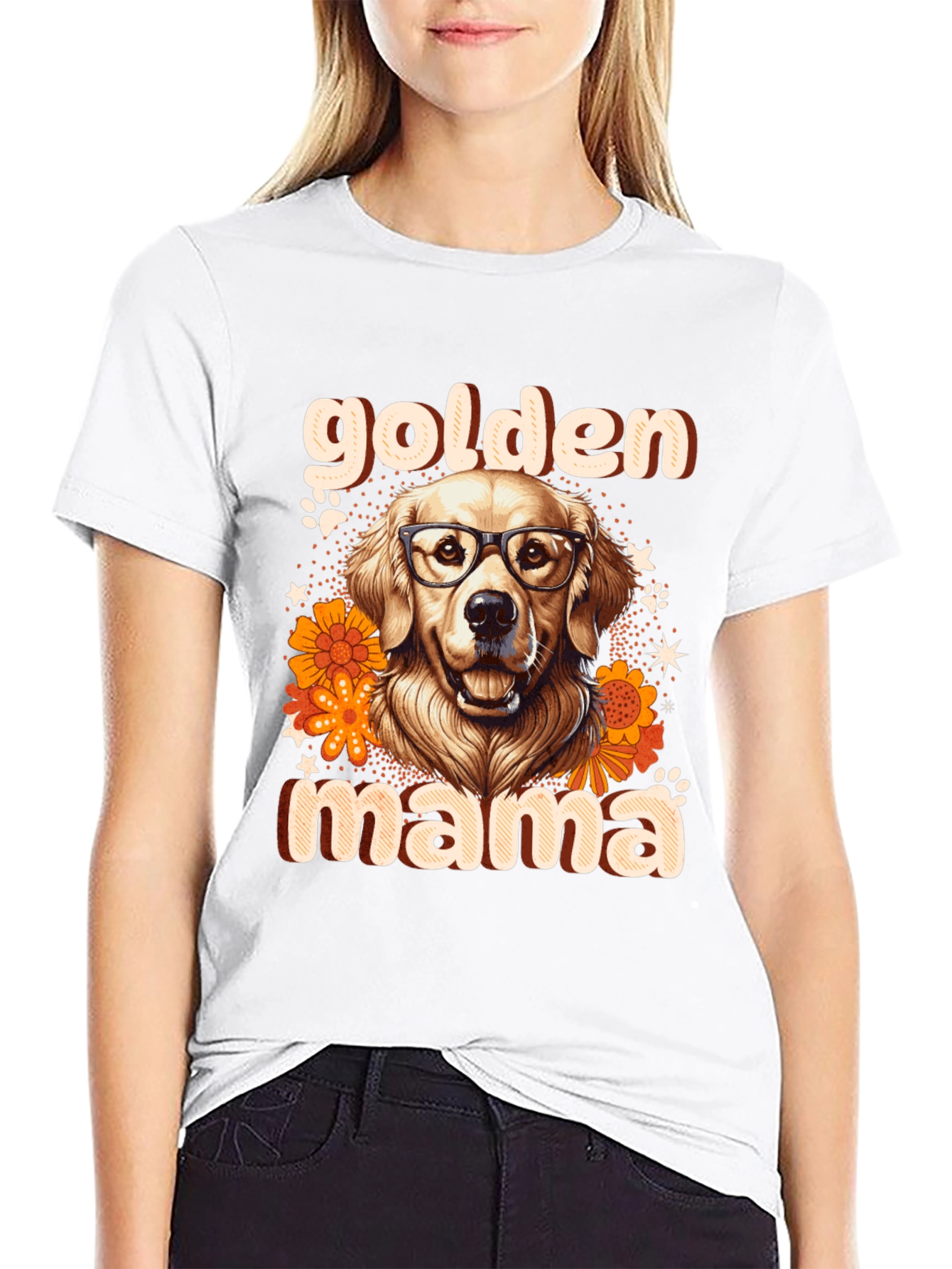 Black Golden Mama Dog T-Shirt view 9