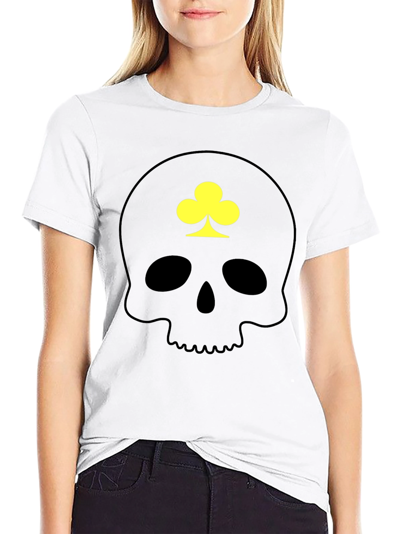 Black Skull & Clover Graphic T-Shirt - Casual Black Tee view 9