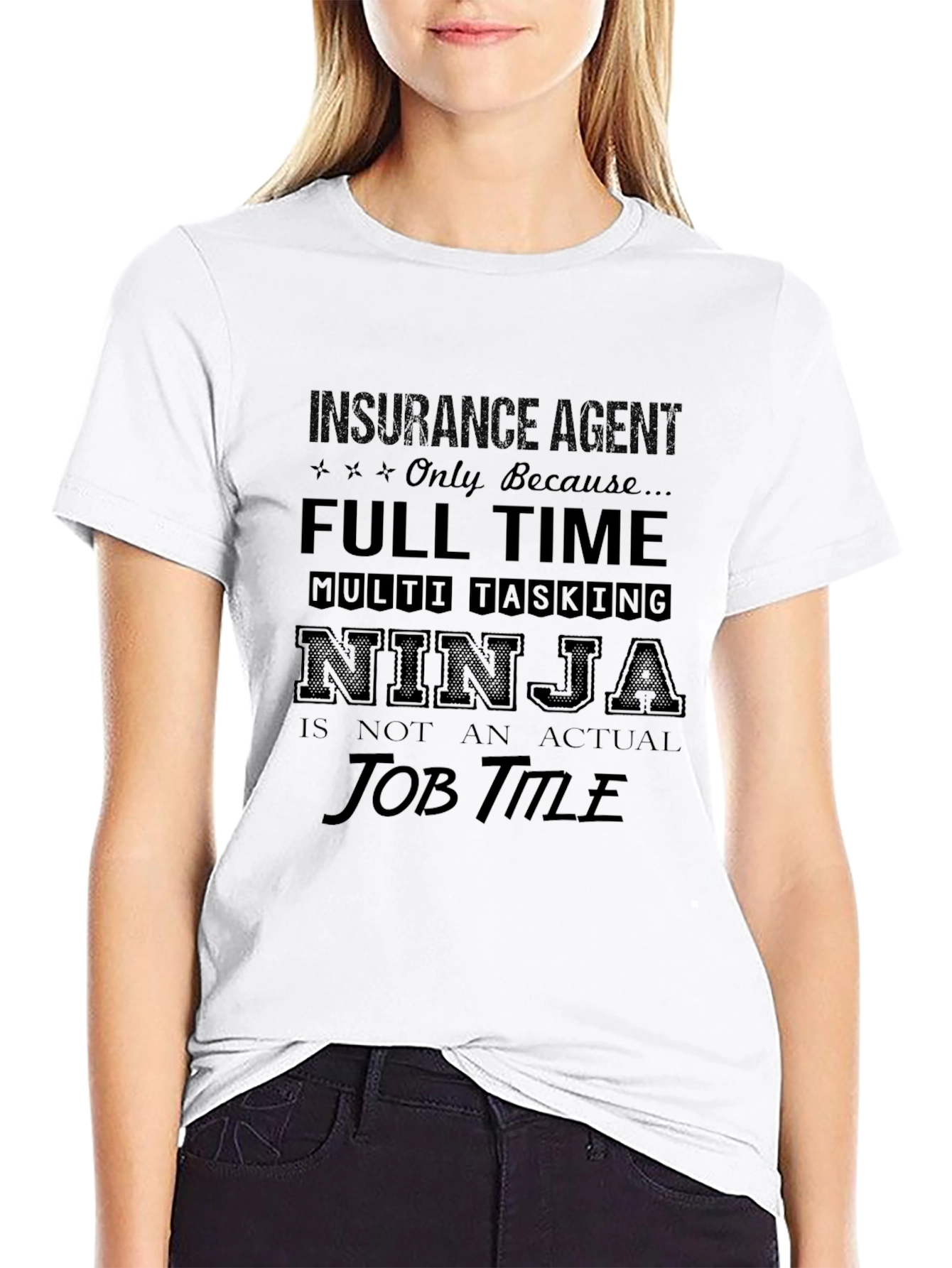 Black Insurance Agent Full Time Ninja Graphic Tee view 9
