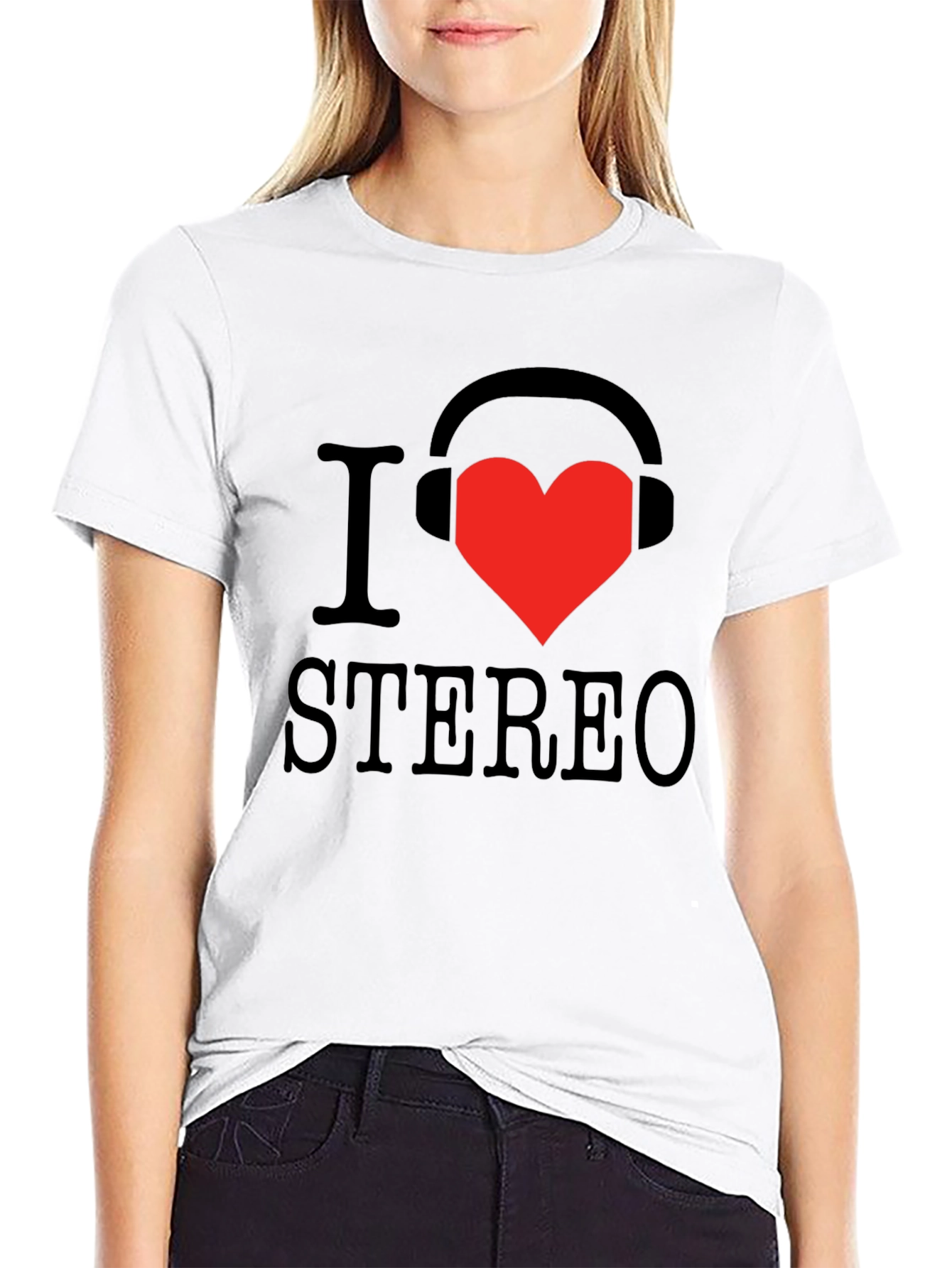 Black I Love Stereo T-Shirt | Music Lover Tee view 9