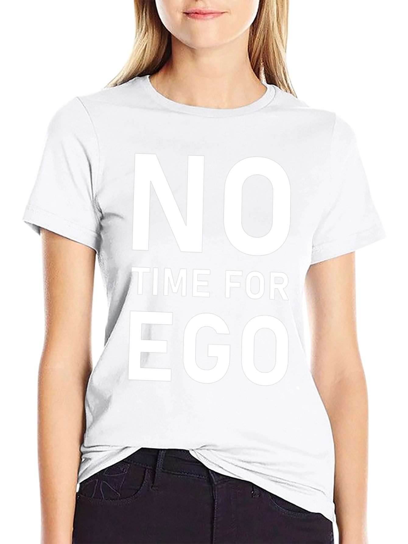 Black No Time For Ego Graphic Tee - Black Cotton T-Shirt view 9
