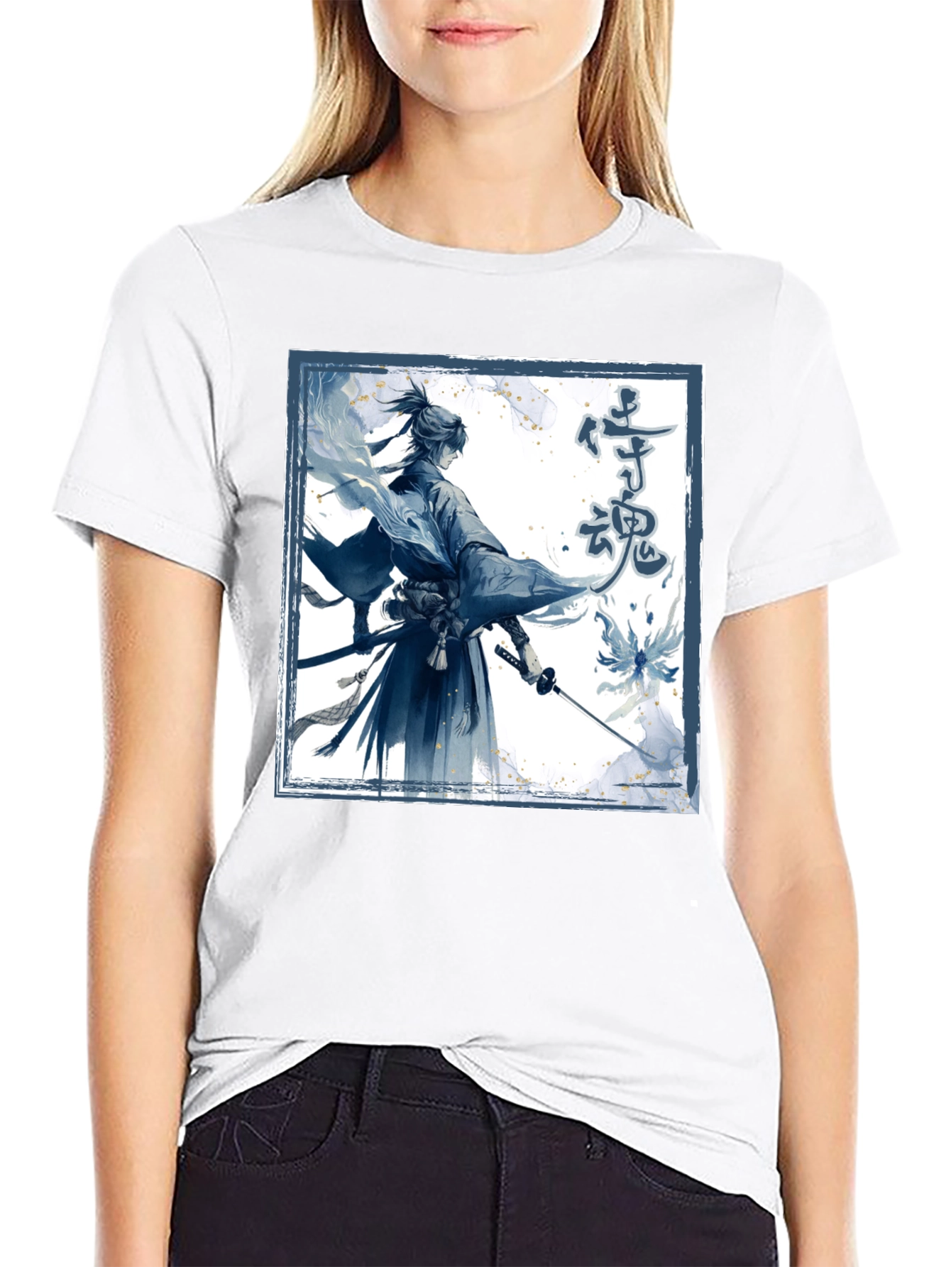Black Samurai Spirit Graphic Tee - Men's Black T-Shirt view 9