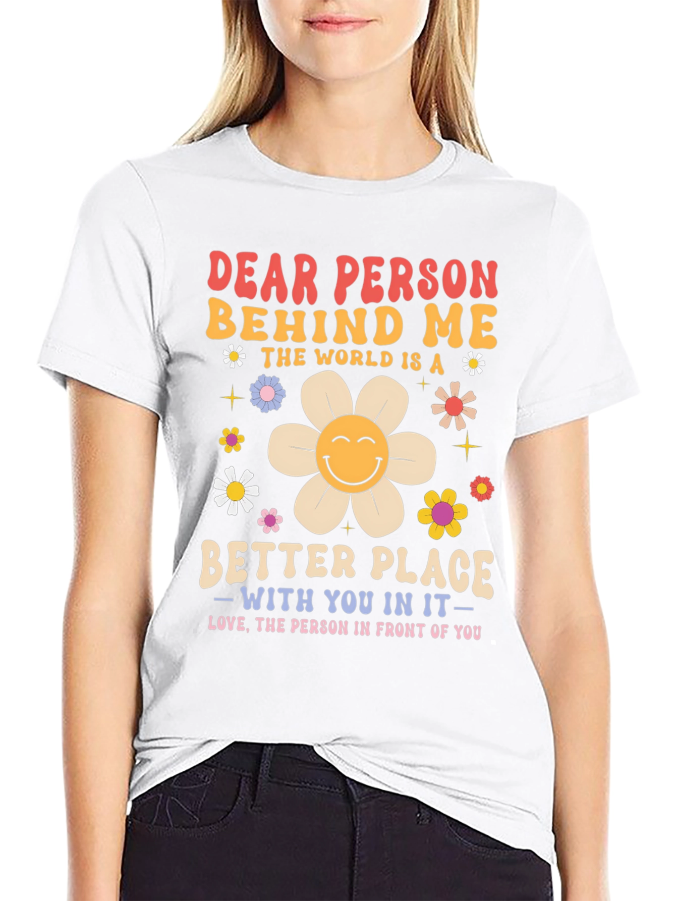 Black Dear Person Behind Me Graphic Tee - Positive Message view 9