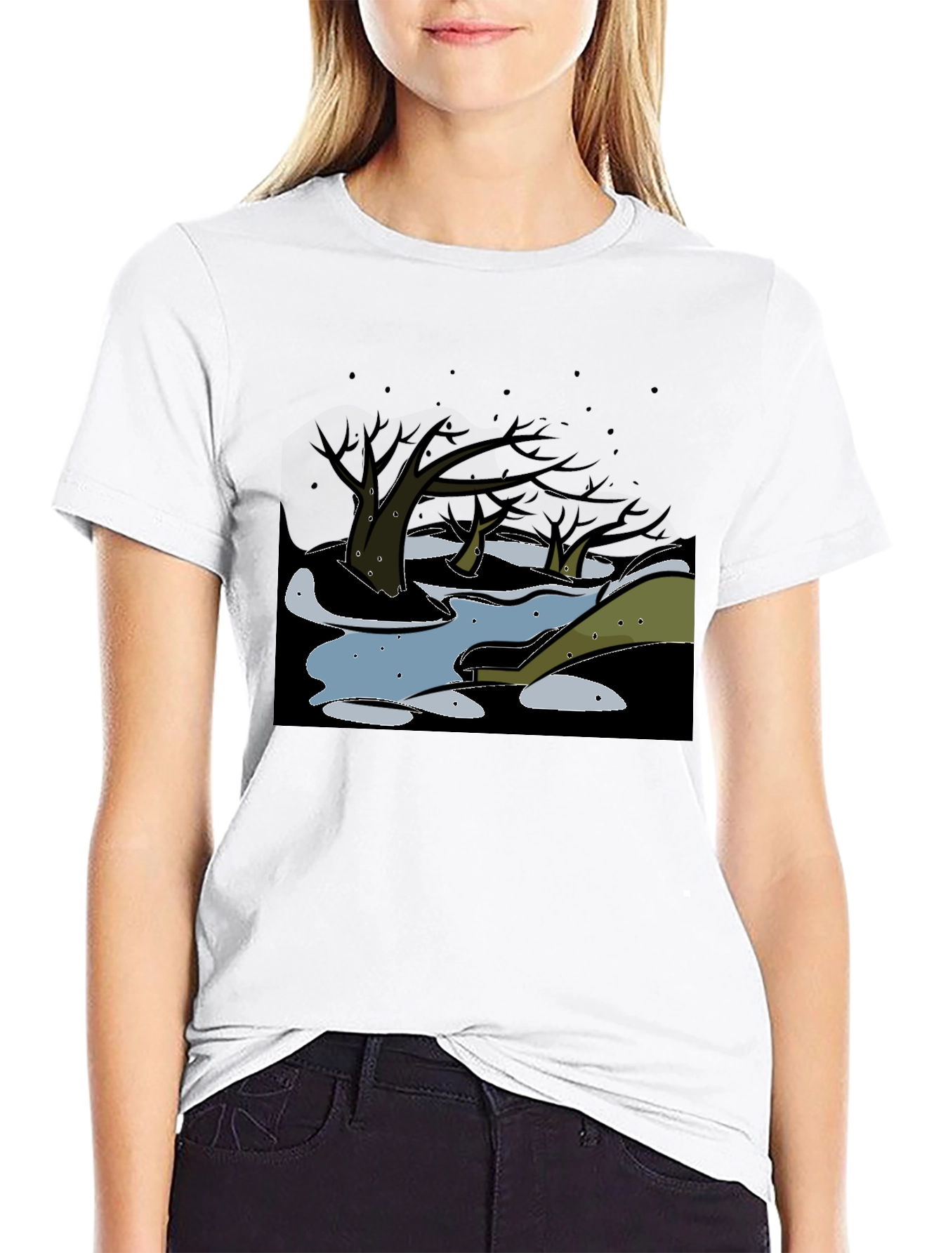 Black Dark Swamp Graphic Tee - Unique Design view 9