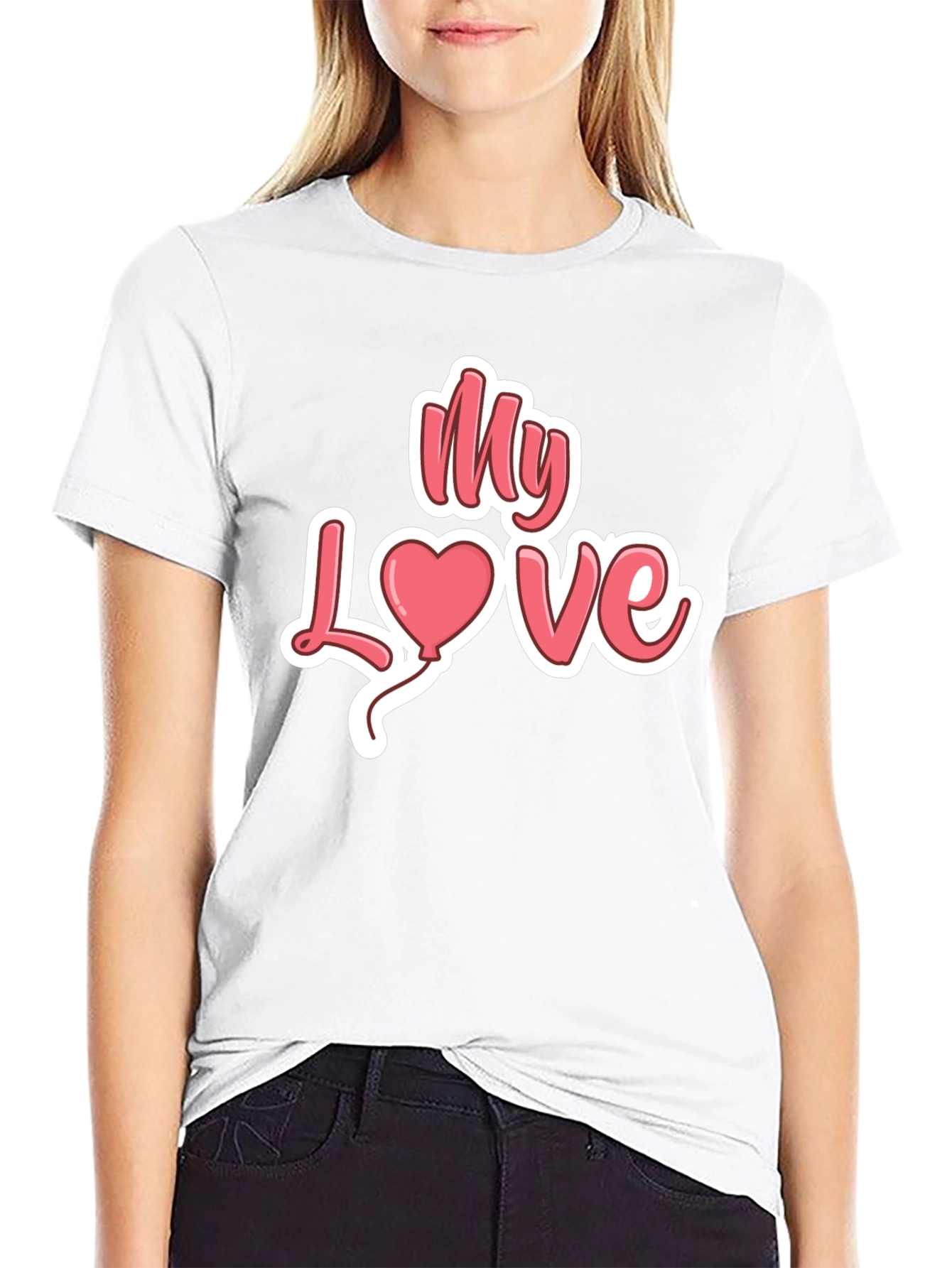 Black My Love Heart Valentine's Day Graphic Tee view 9